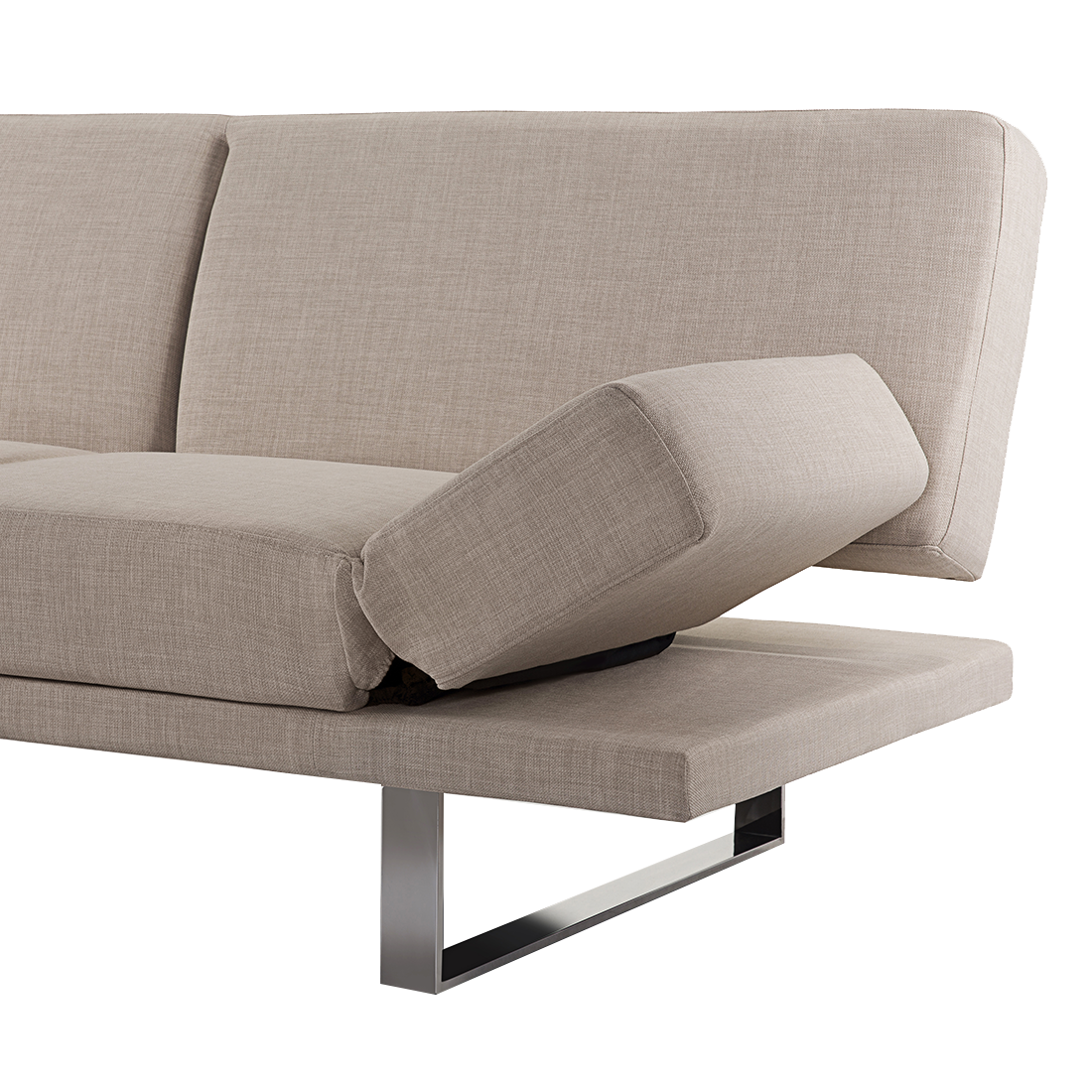 Sofa Bed Beige Fabric Upholstery 4 Seater Click Clack Mechanism Adjustable Armrests Beliani