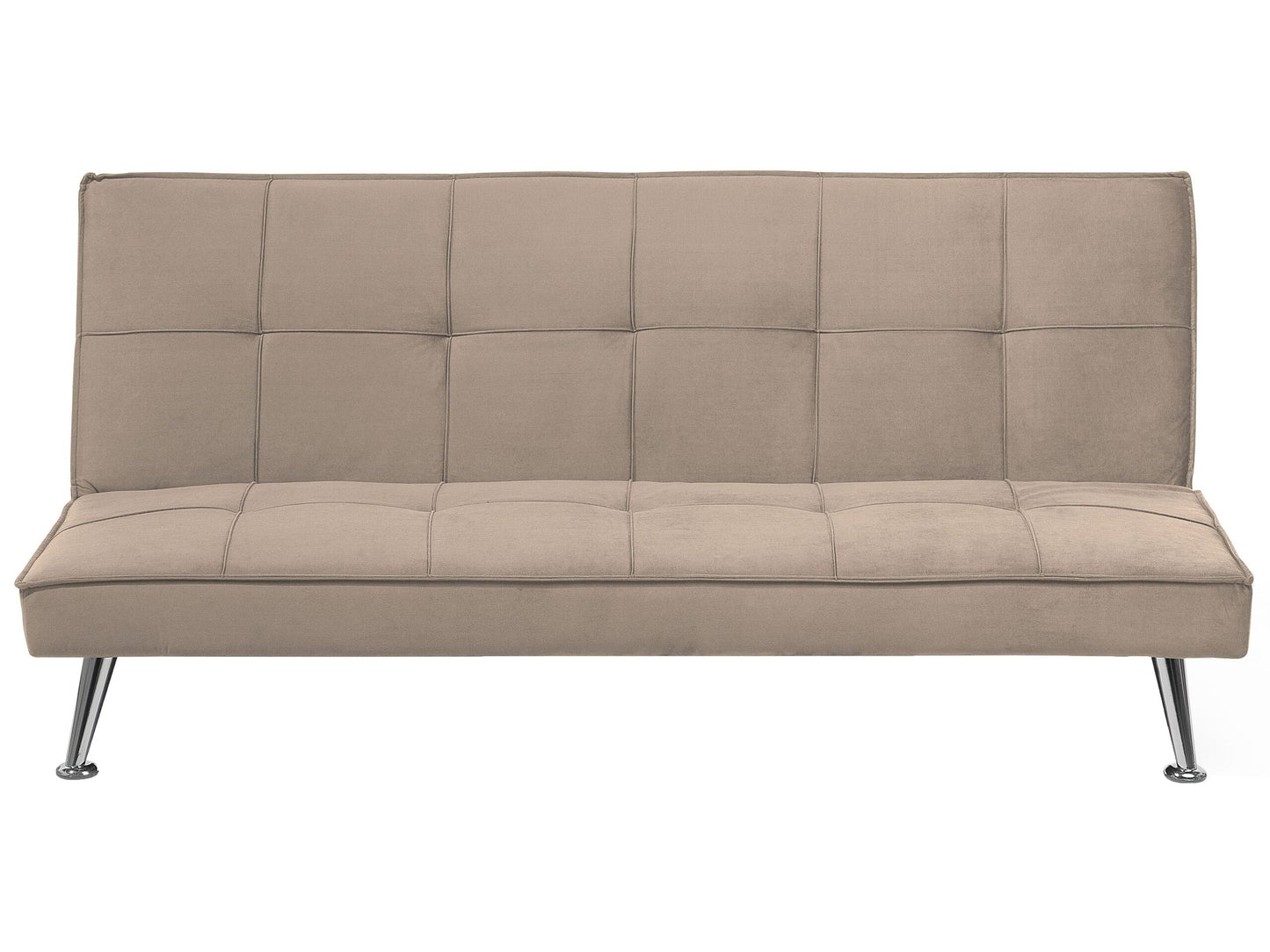 Sofa Bed Beige 3-Seater Quilted Upholstery Click Clack Metal Legs Beliani