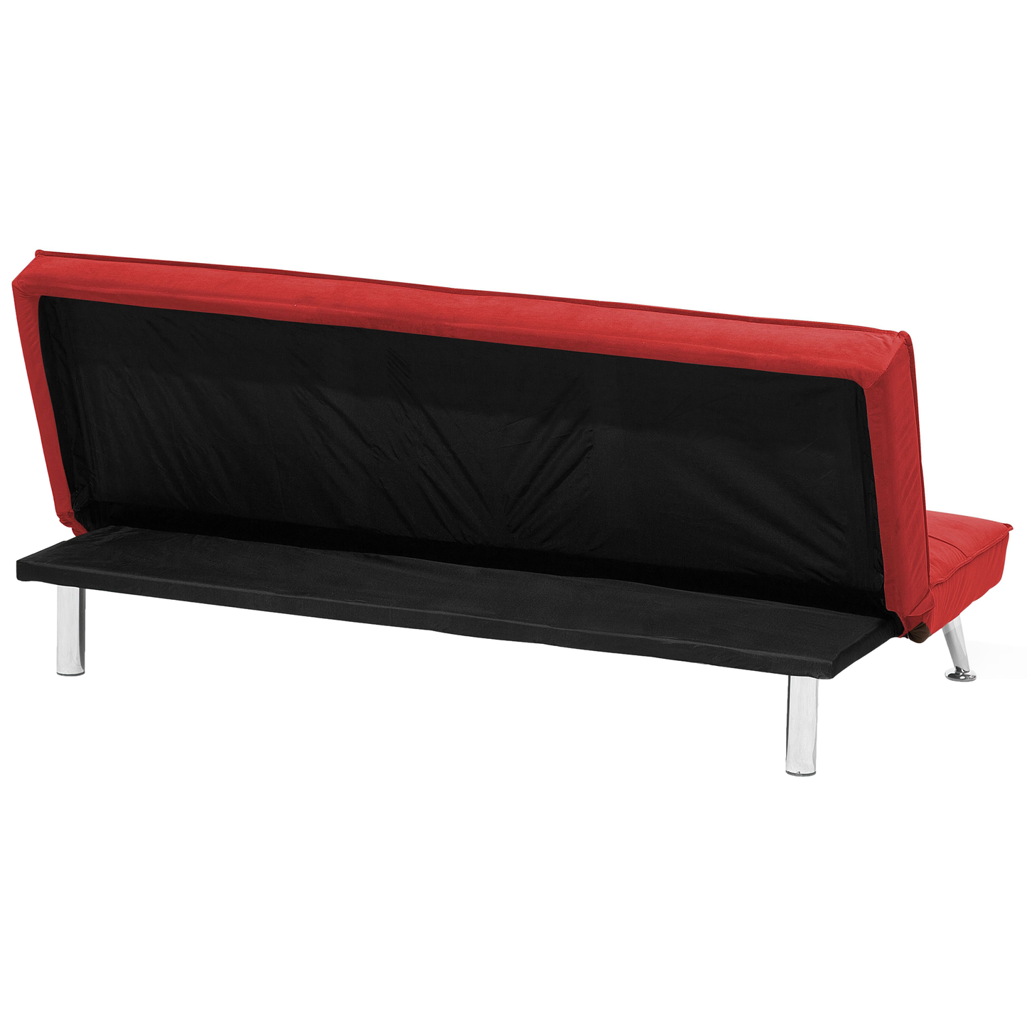 Sofa Bed Red 3-Seater Quilted Upholstery Click Clack Metal Legs Beliani