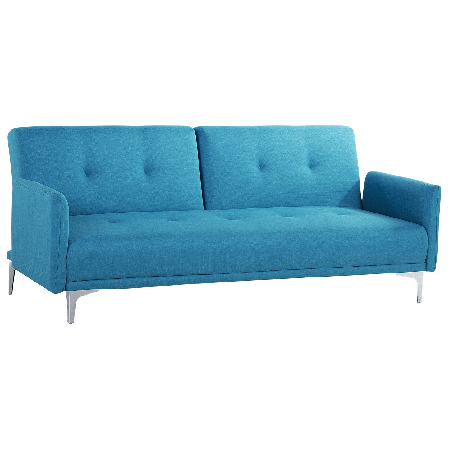 Sofa Bed Sea Blue 3 Seater Buttoned Seat Click Clack Beliani