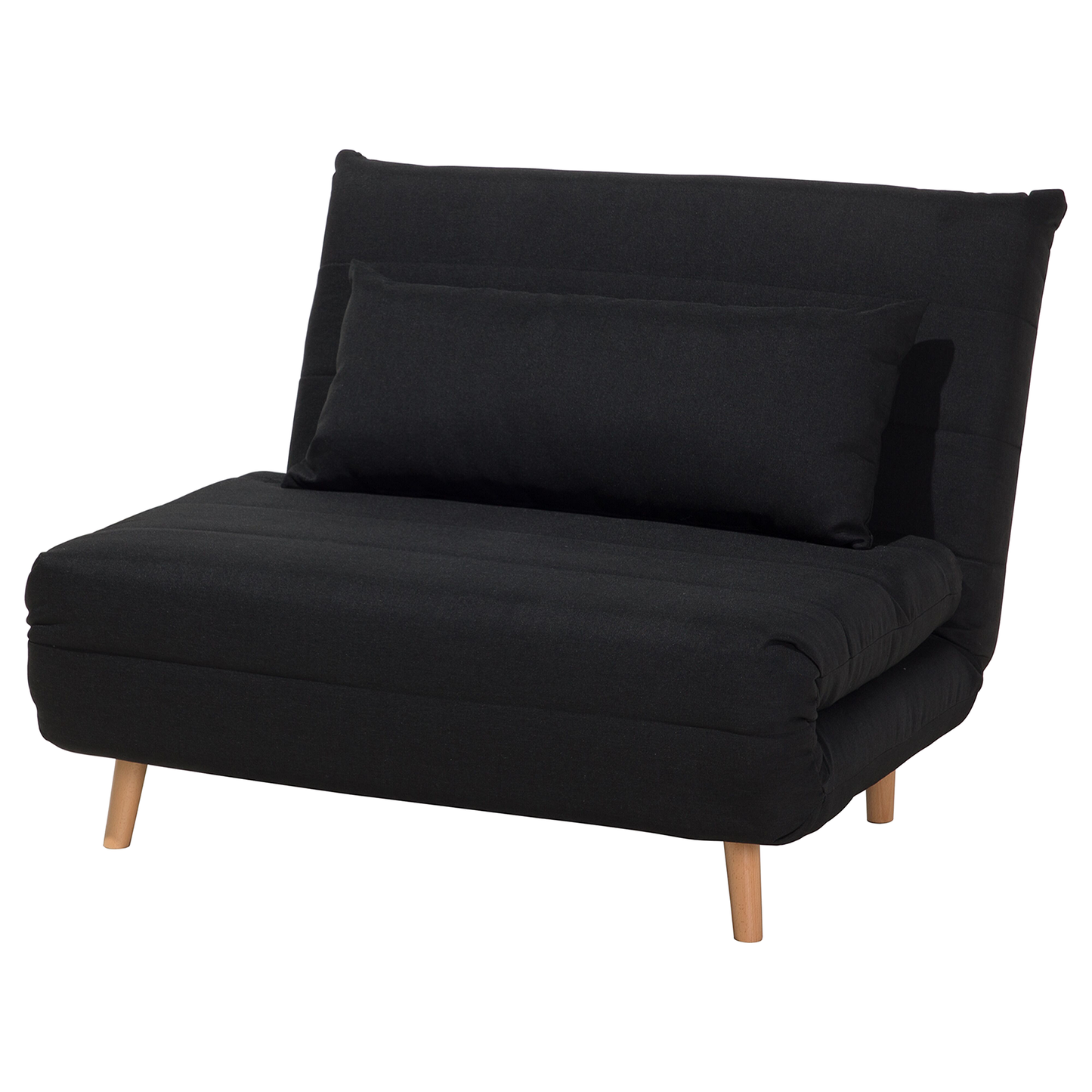 Small Sofa Bed Black Fabric 1 Seater Fold-Out Sleeper Armless Scandinavian Beliani