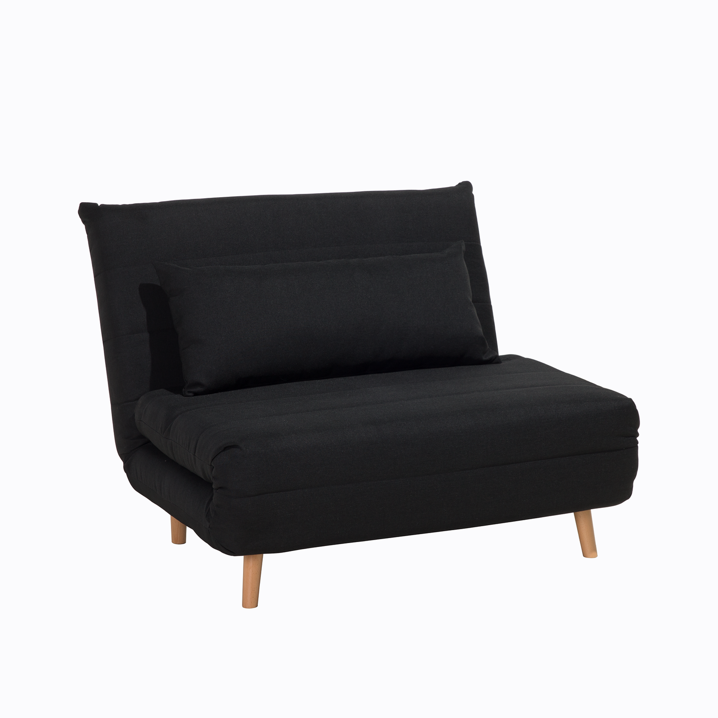 Small Sofa Bed Black Fabric 1 Seater Fold-Out Sleeper Armless Scandinavian Beliani