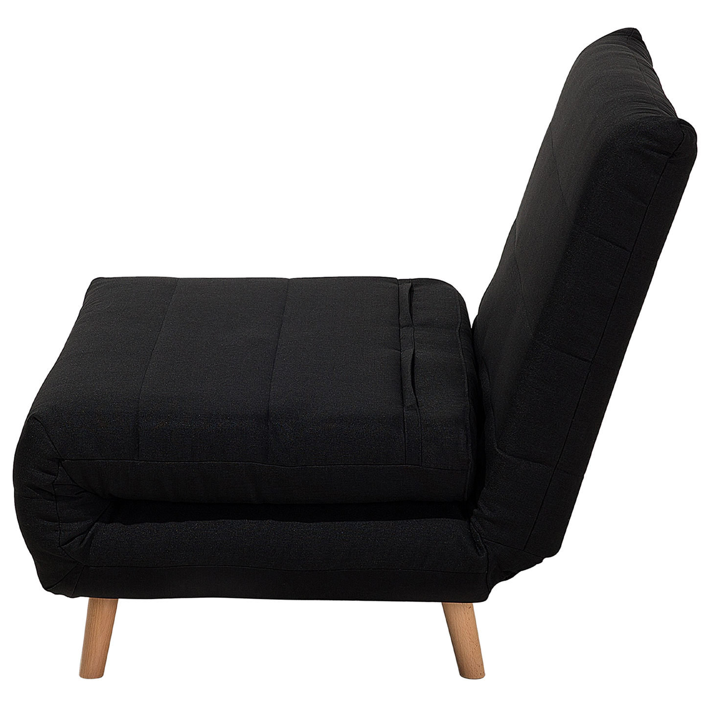 Small Sofa Bed Black Fabric 1 Seater Fold-Out Sleeper Armless Scandinavian Beliani