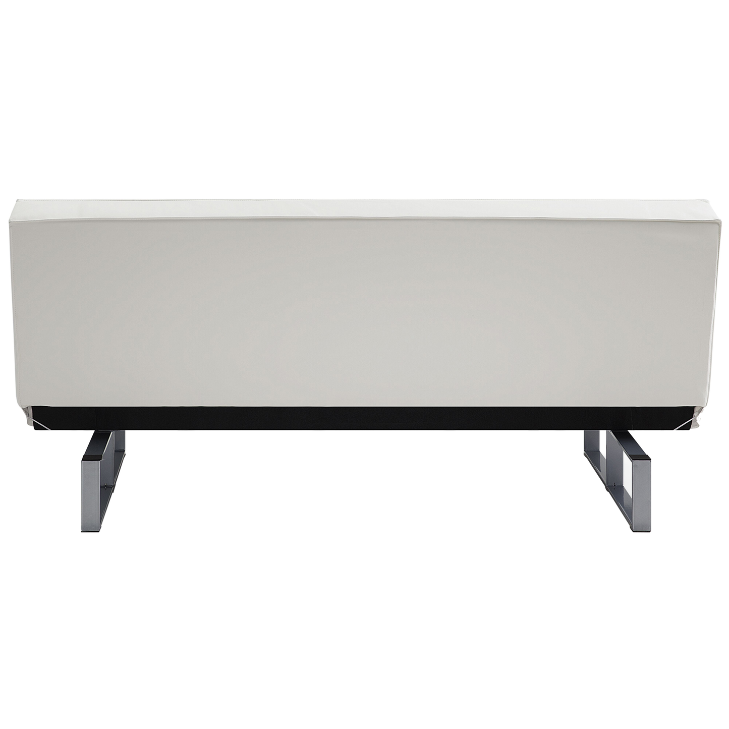 Sofa Bed White Faux Leather Modern Living Room Convertible 3 Seater Armless Minimalistic Design Beliani