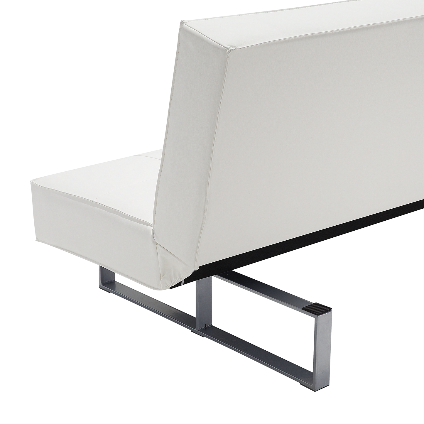 Sofa Bed White Faux Leather Modern Living Room Convertible 3 Seater Armless Minimalistic Design Beliani