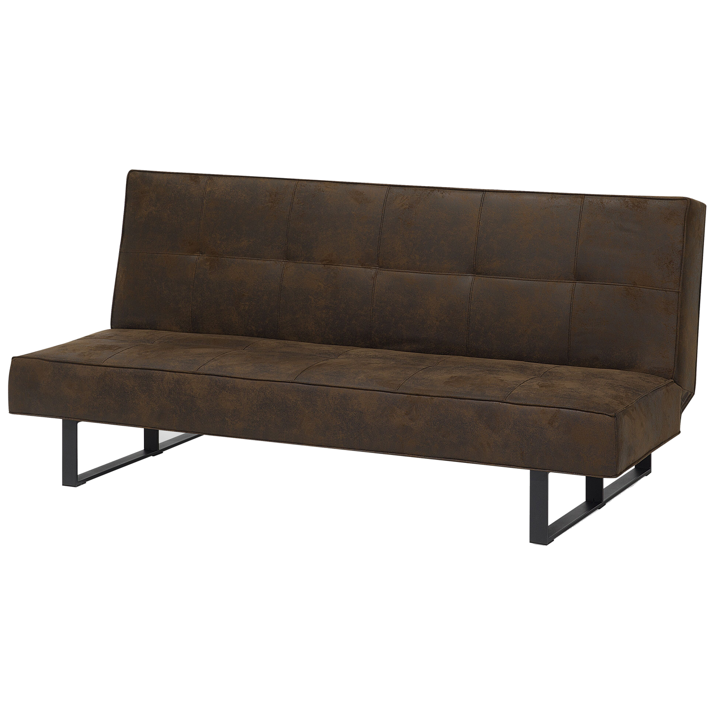 Sofa Bed Brown Faux Leather Modern Living Room Convertible 3 Seater Armless Minimalistic Design Beliani