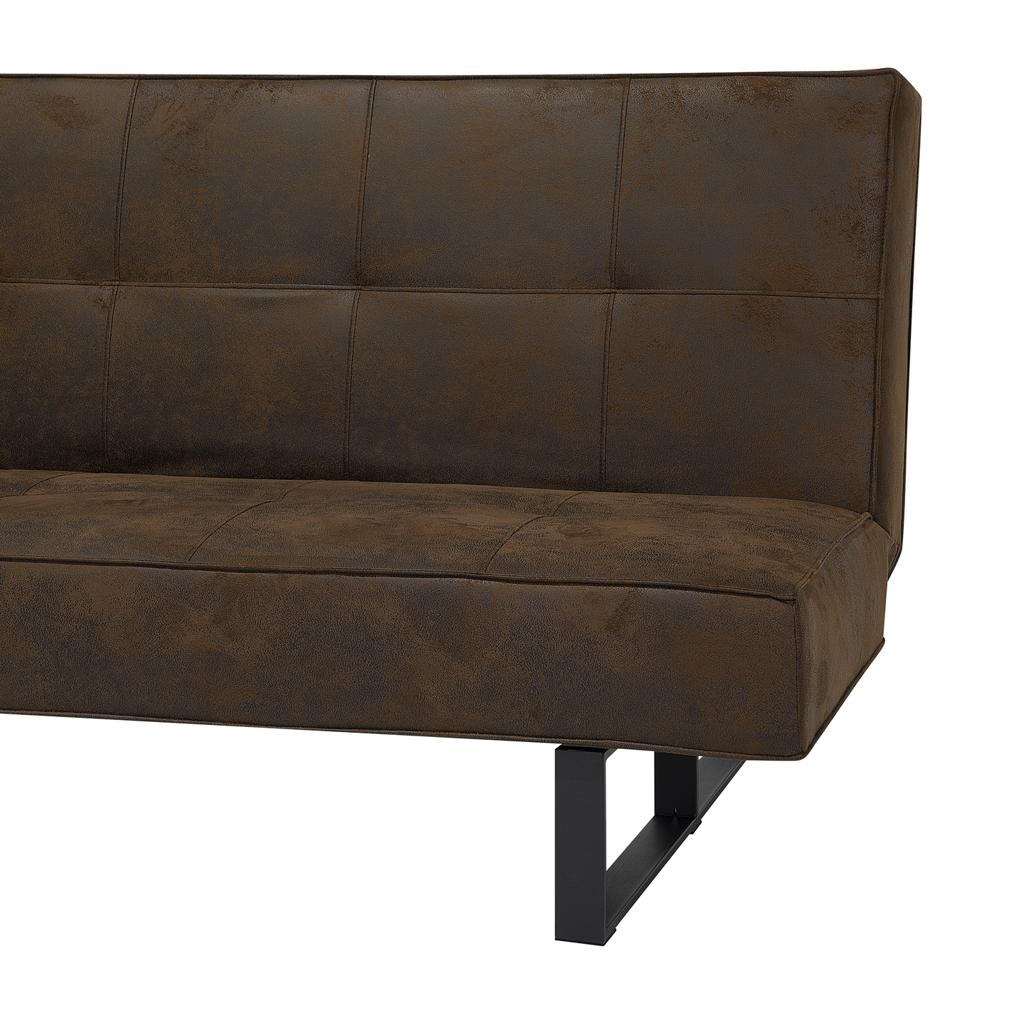 Sofa Bed Brown Faux Leather Modern Living Room Convertible 3 Seater Armless Minimalistic Design Beliani