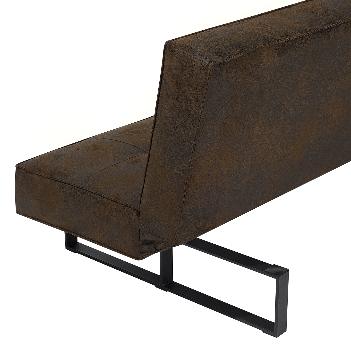 Sofa Bed Brown Faux Leather Modern Living Room Convertible 3 Seater Armless Minimalistic Design Beliani
