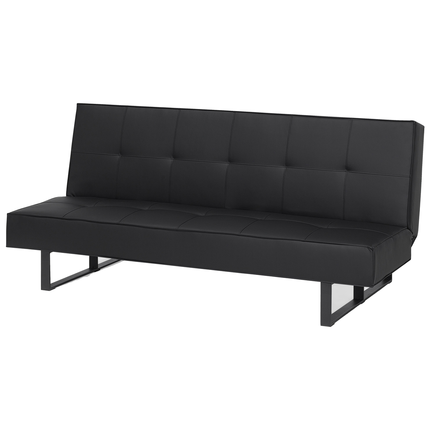 Sofa Bed Black Faux Leather Modern Living Room Convertible 3 Seater Armless Minimalistic Design Beliani