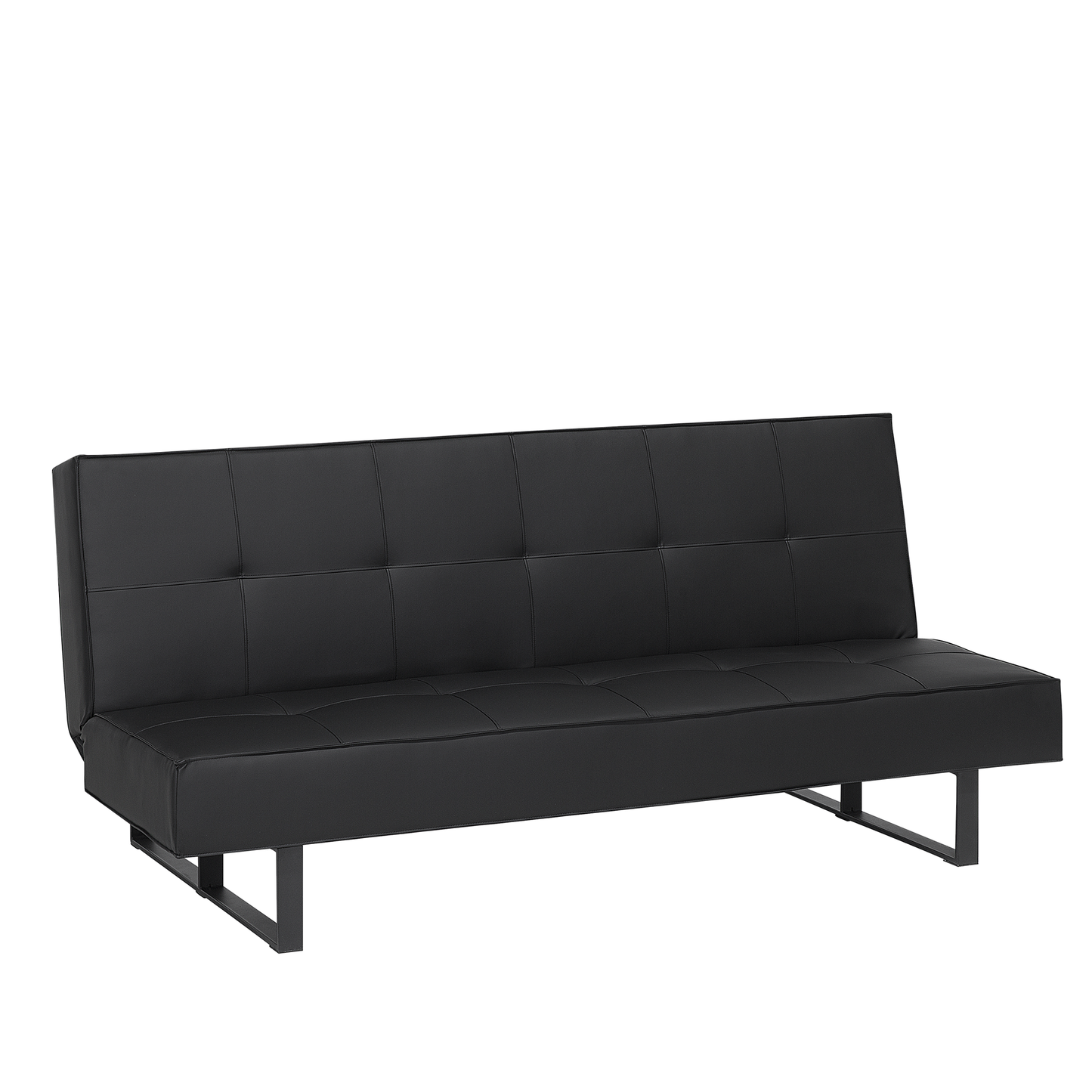Sofa Bed Black Faux Leather Modern Living Room Convertible 3 Seater Armless Minimalistic Design Beliani