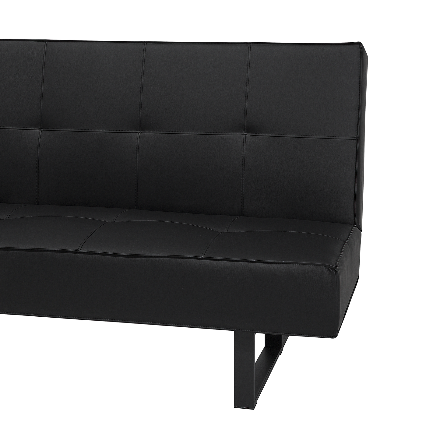 Sofa Bed Black Faux Leather Modern Living Room Convertible 3 Seater Armless Minimalistic Design Beliani