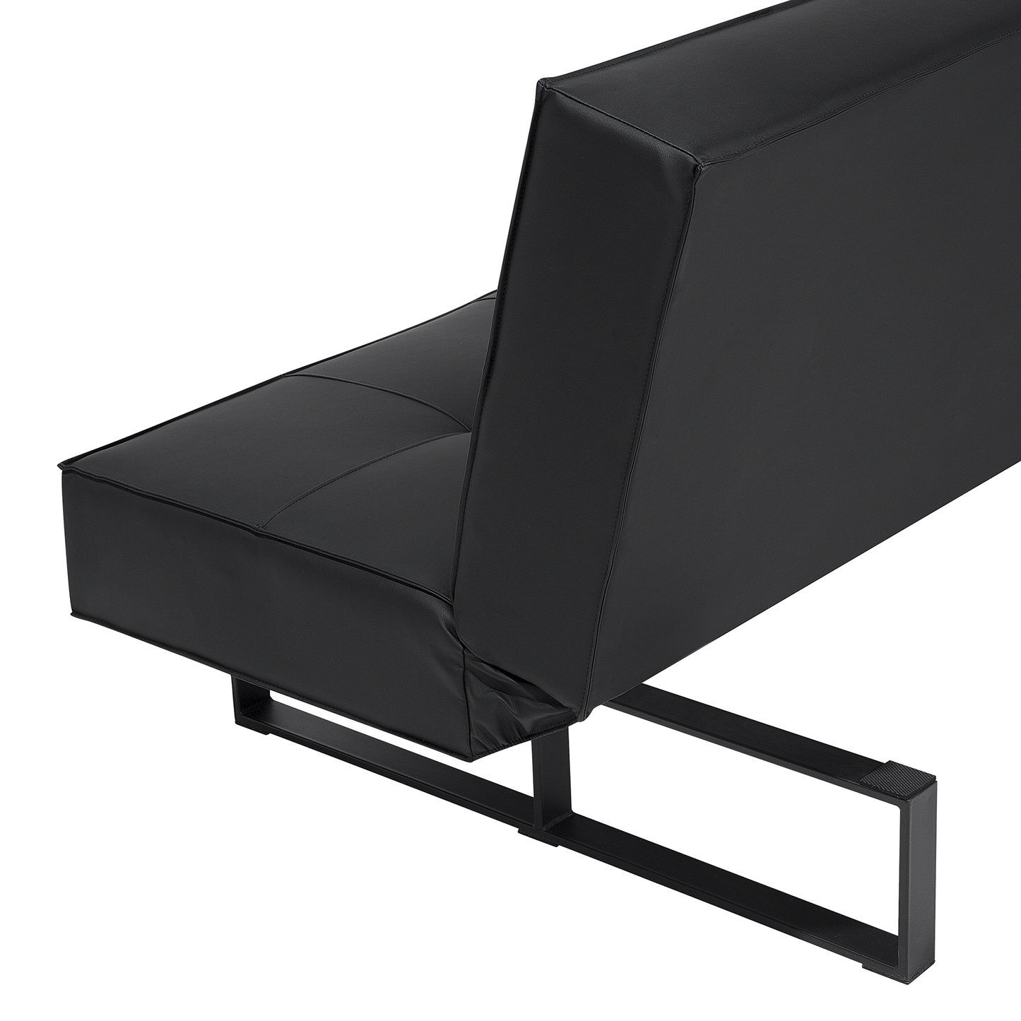 Sofa Bed Black Faux Leather Modern Living Room Convertible 3 Seater Armless Minimalistic Design Beliani