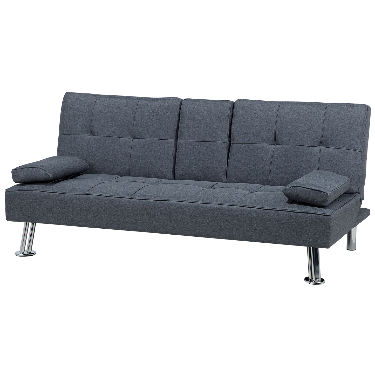 Sofa Bed Dark Grey 3 Seater Drop Down Table Click Clack Beliani