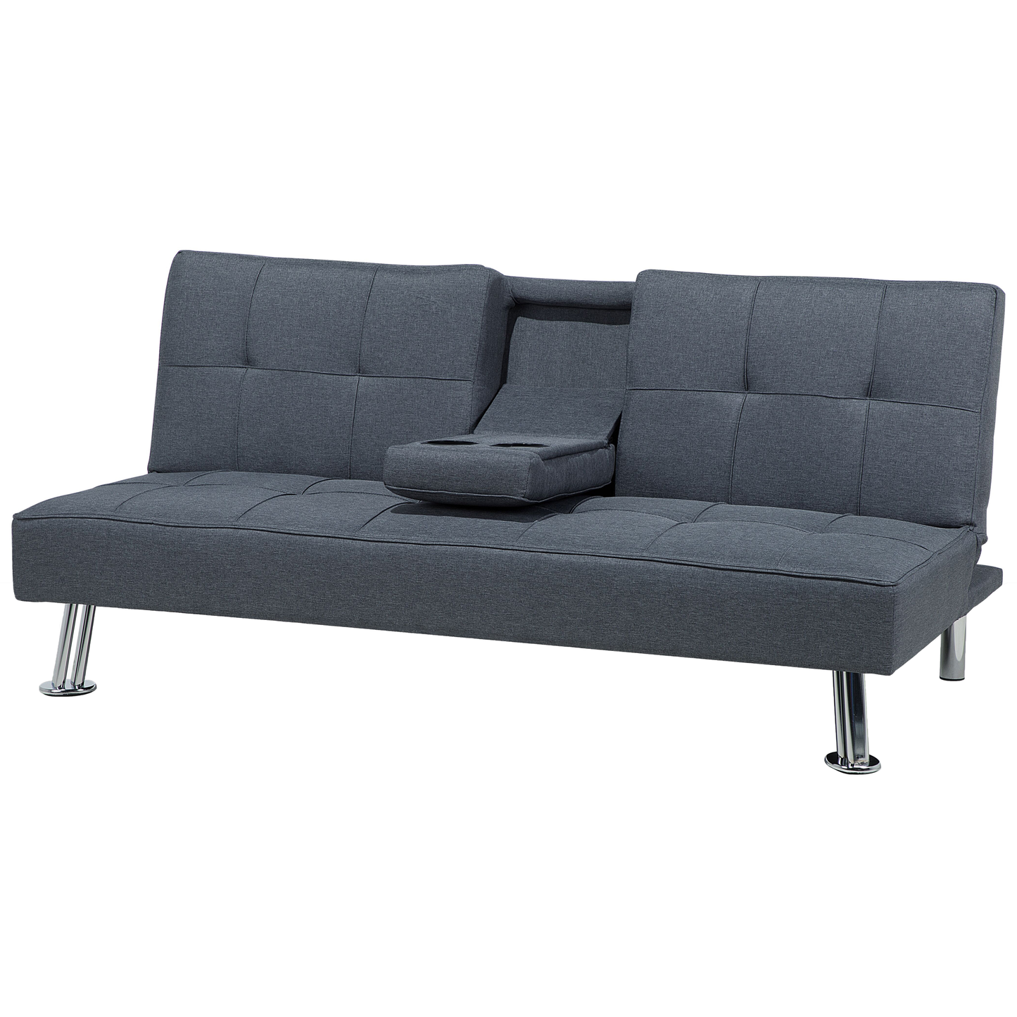 Sofa Bed Dark Grey 3 Seater Drop Down Table Click Clack Beliani