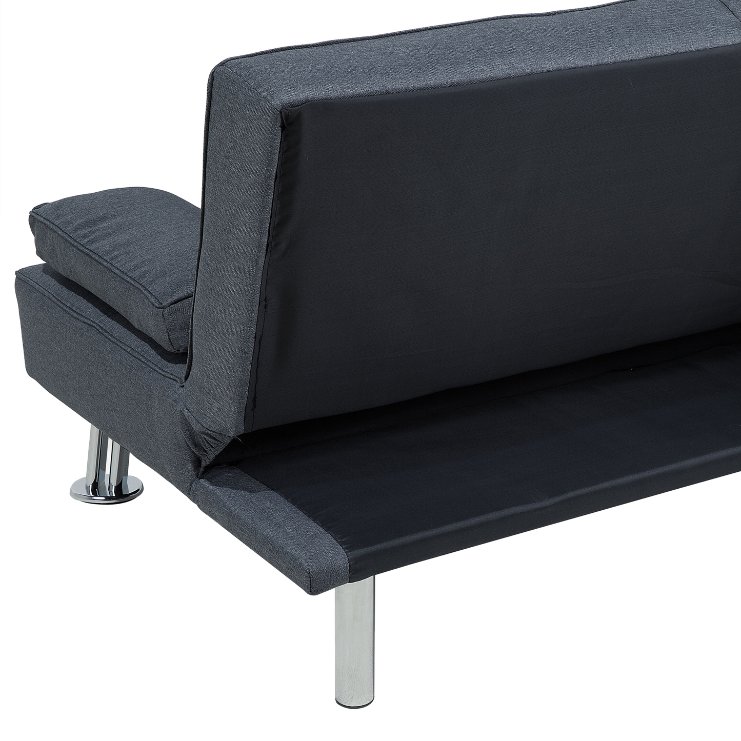 Sofa Bed Dark Grey 3 Seater Drop Down Table Click Clack Beliani