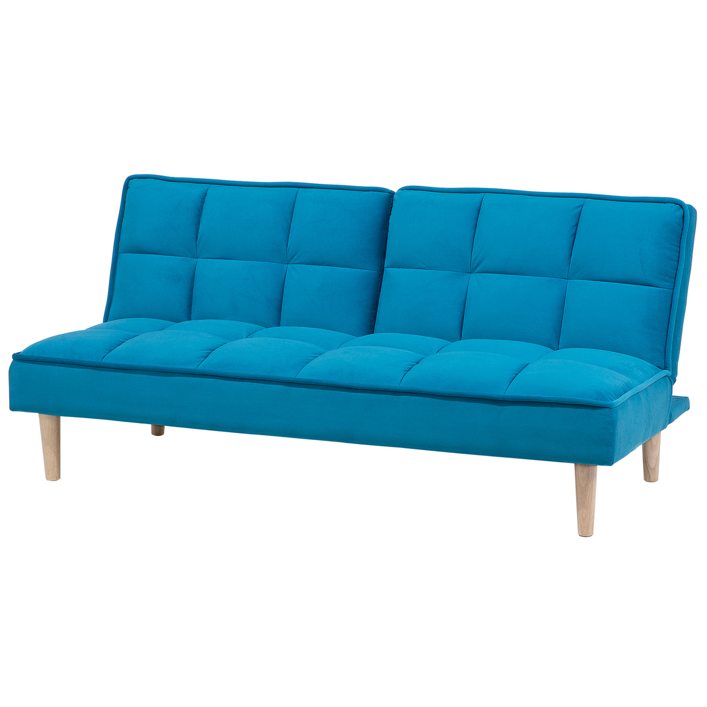 Sofa Bed Blue 3 Seater Reclining Back Quilted Beliani