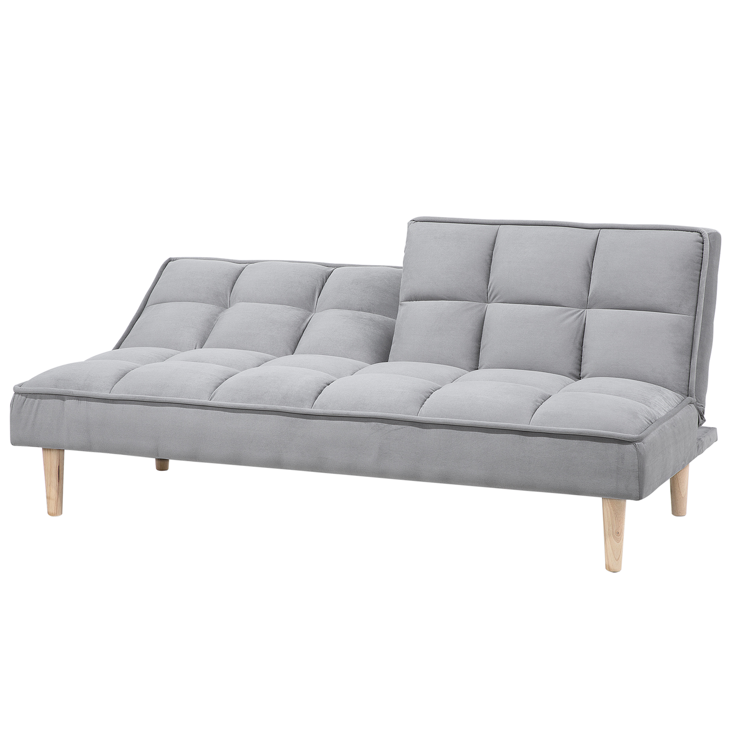 Sofa Bed Light Grey 3 Seater Reclining Back Quilted Beliani
