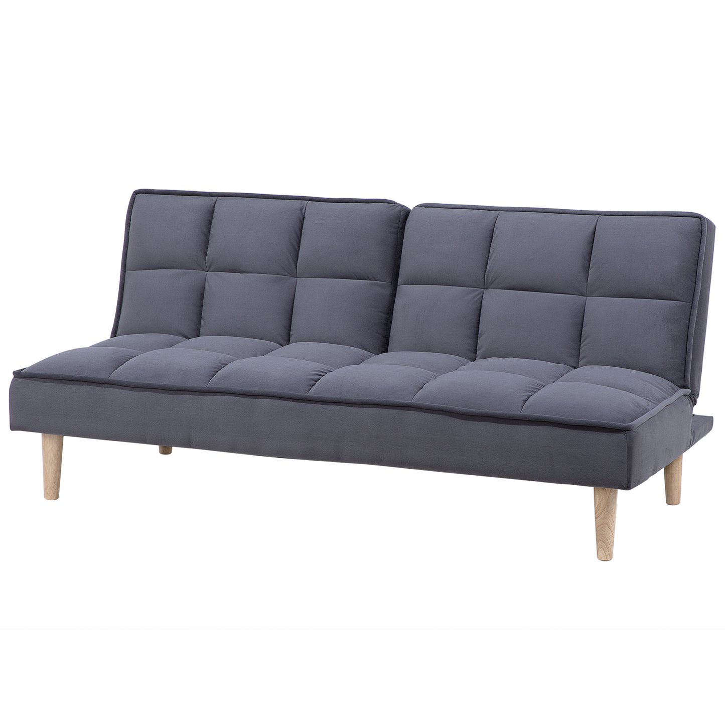 Sofa Bed Dark Grey 3 Seater Reclining Back Quilted Beliani