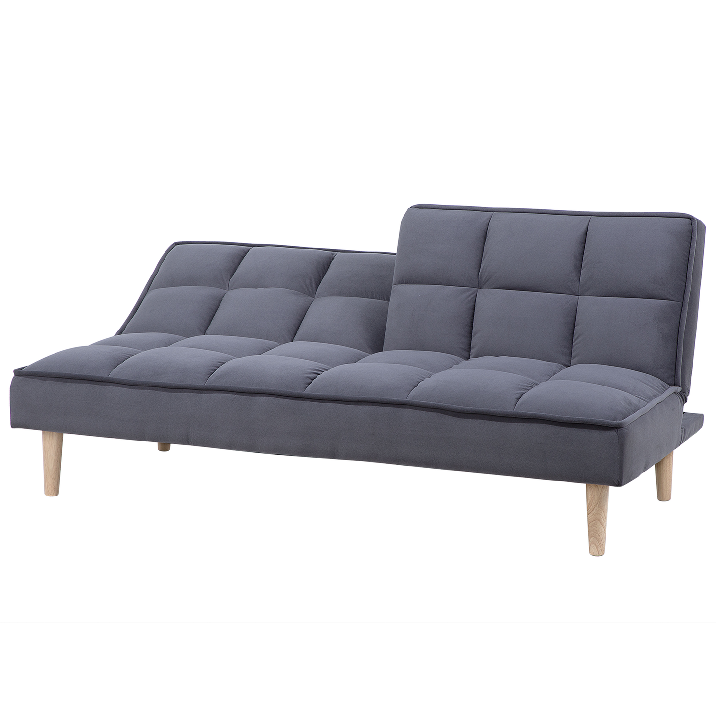 Sofa Bed Dark Grey 3 Seater Reclining Back Quilted Beliani
