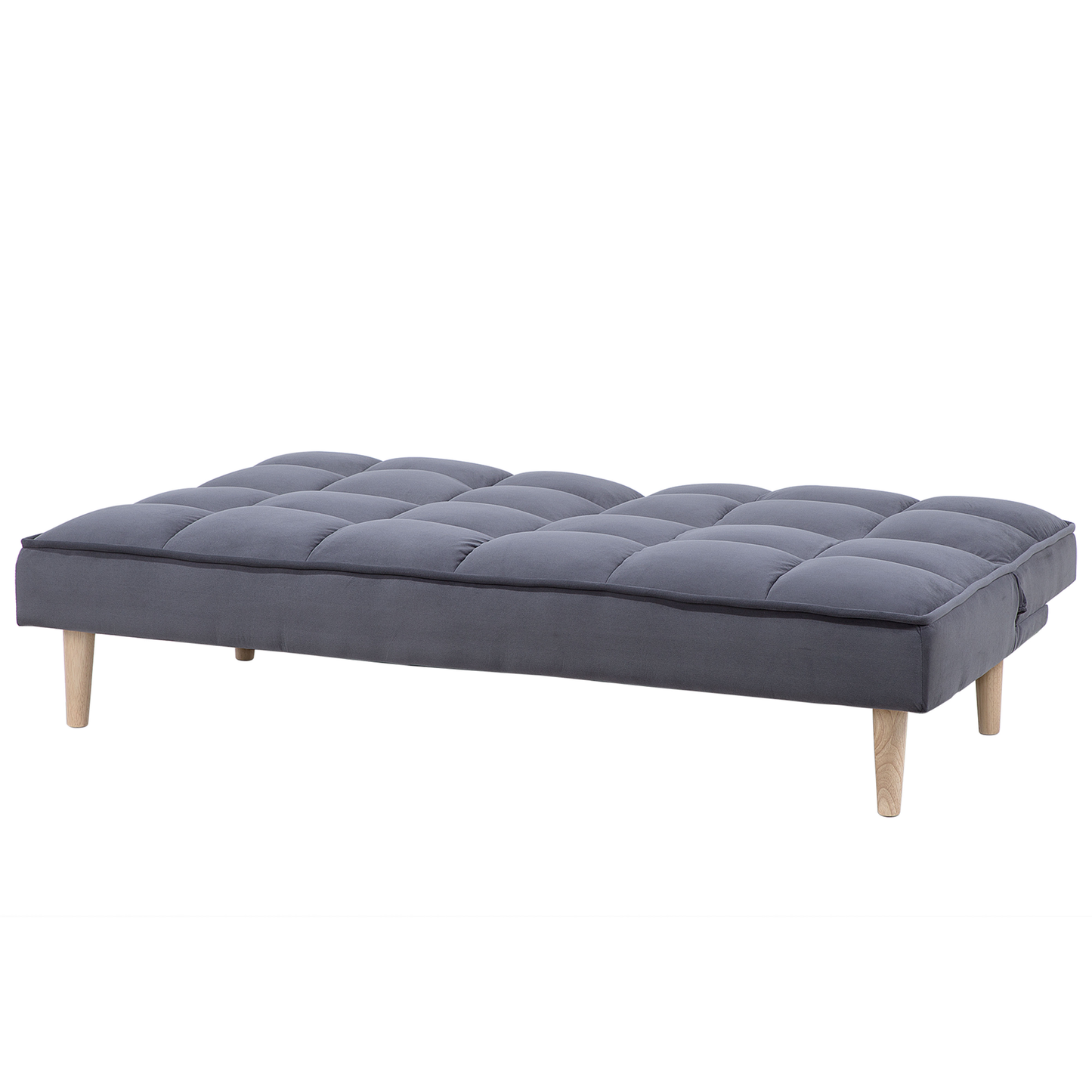 Sofa Bed Dark Grey 3 Seater Reclining Back Quilted Beliani