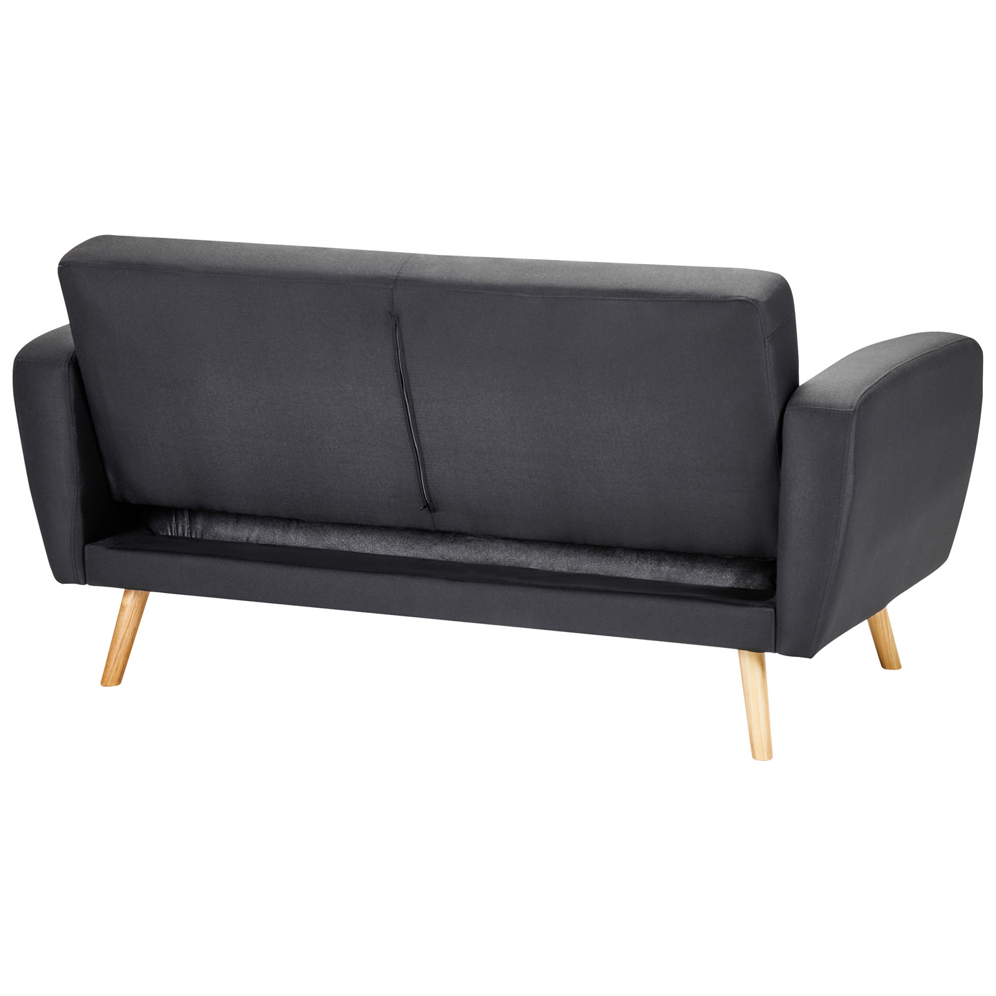 Sofa Bed Black Fabric Upholstered 2 Seater Convertible Wooden Legs Modern Minimalistic Living Room Beliani