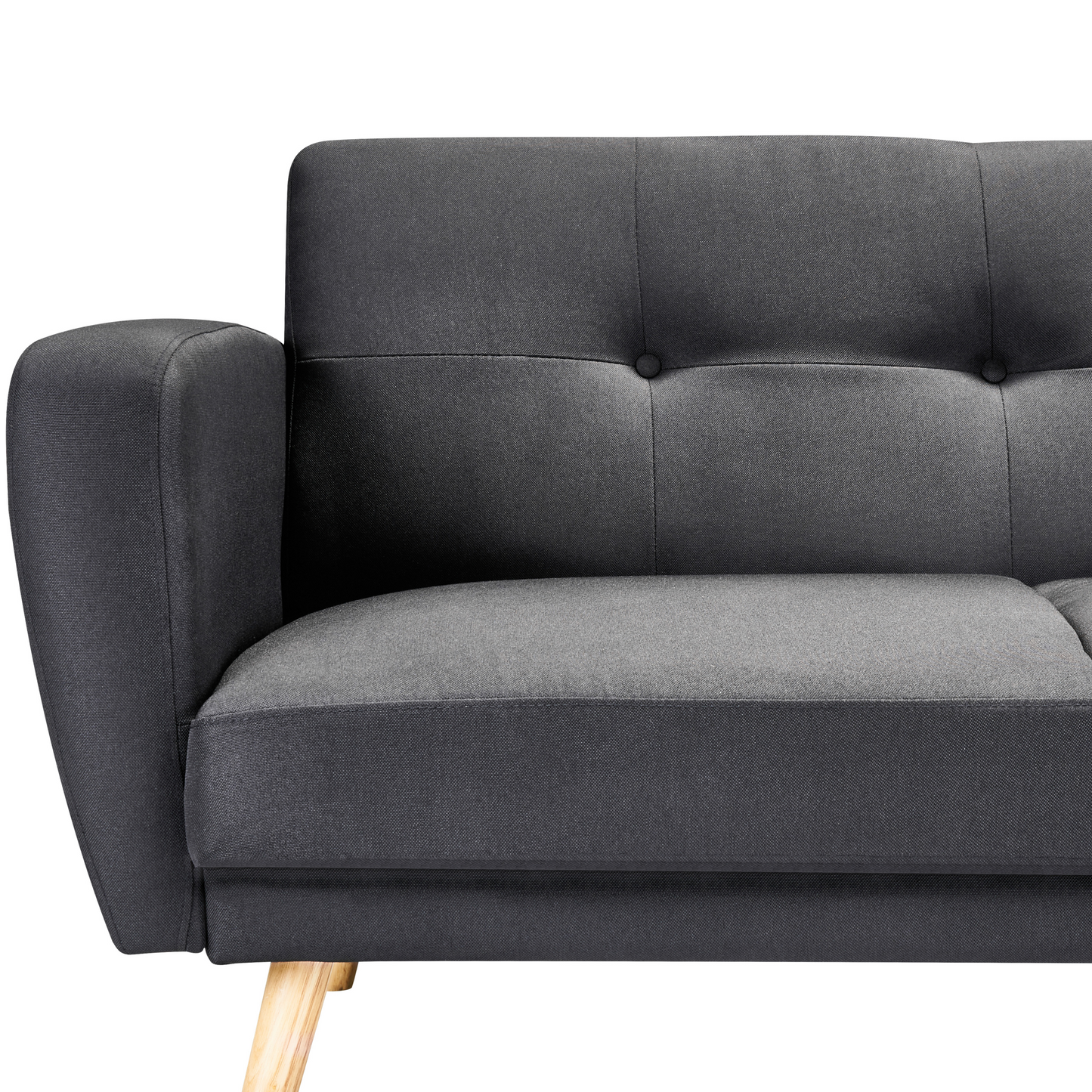 Sofa Bed Black Fabric Upholstered 2 Seater Convertible Wooden Legs Modern Minimalistic Living Room Beliani
