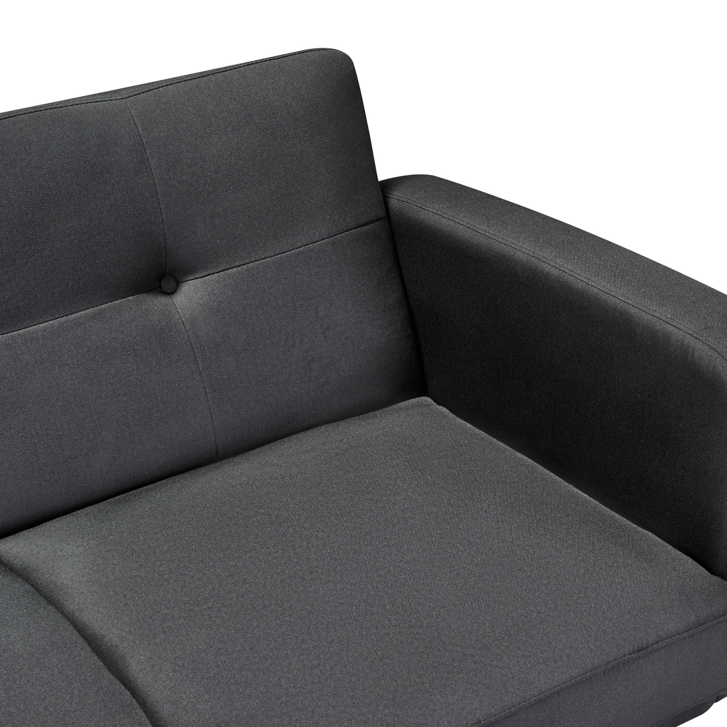 Sofa Bed Black Fabric Upholstered 2 Seater Convertible Wooden Legs Modern Minimalistic Living Room Beliani