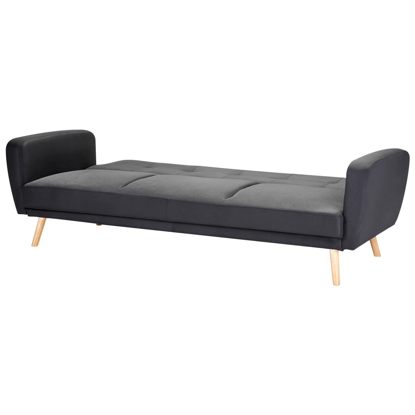 Sofa Bed Black Fabric Upholstered 3 Seater Convertible Wooden Legs Modern Minimalistic Living Room Beliani
