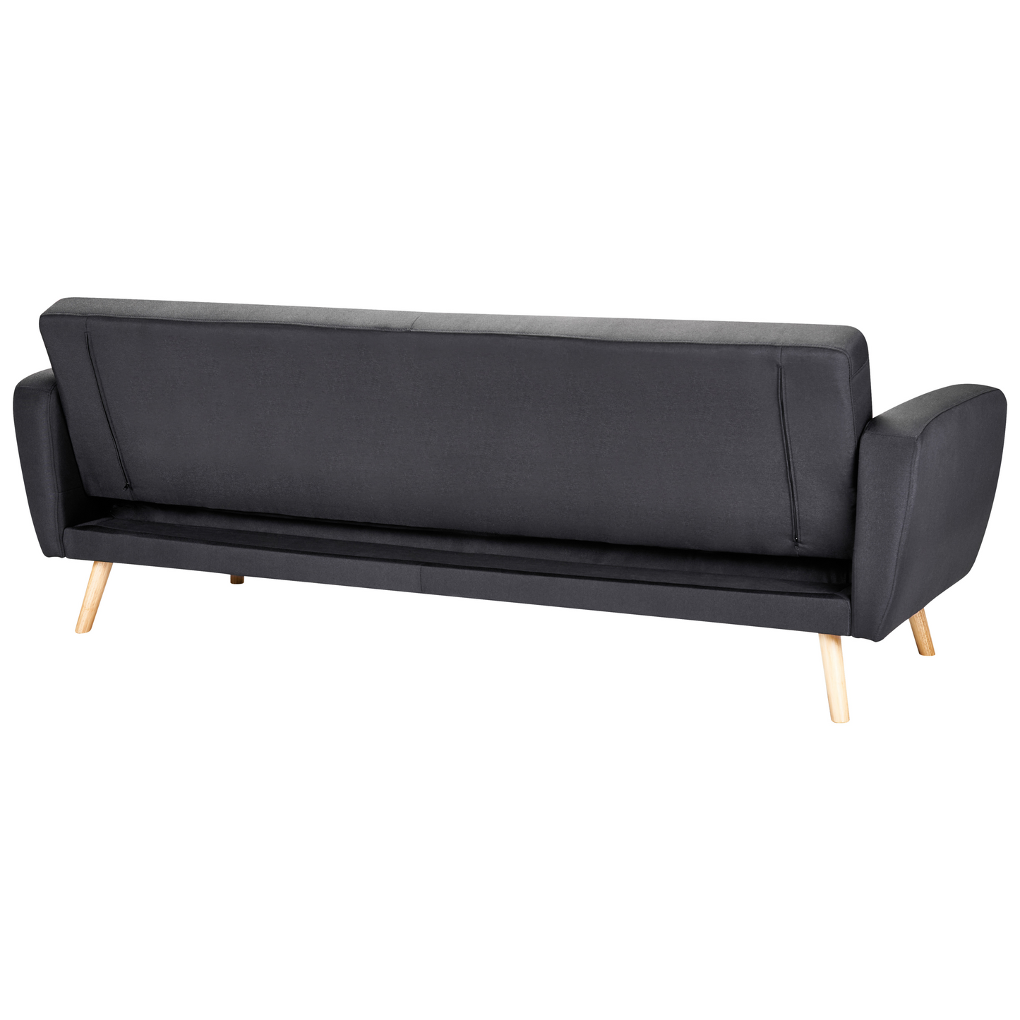 Sofa Bed Black Fabric Upholstered 3 Seater Convertible Wooden Legs Modern Minimalistic Living Room Beliani