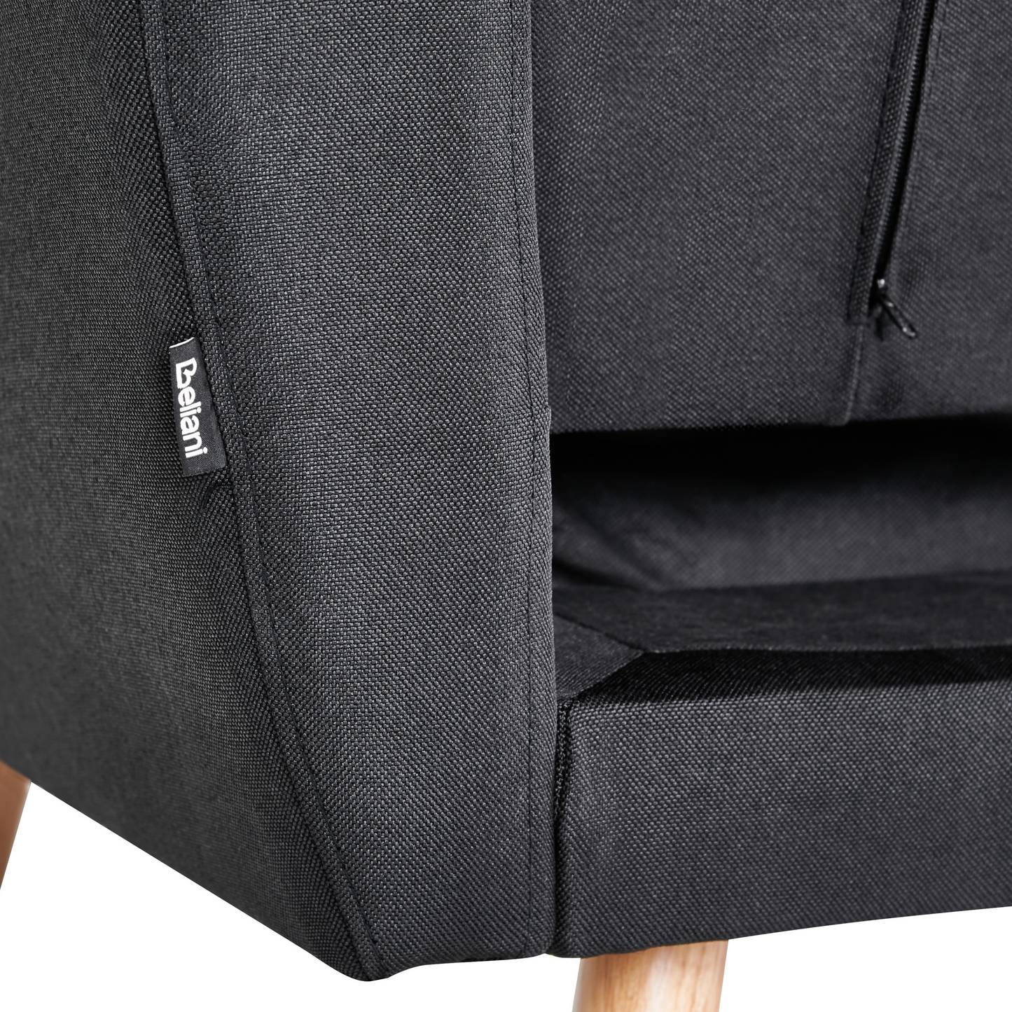 Sofa Bed Black Fabric Upholstered 3 Seater Convertible Wooden Legs Modern Minimalistic Living Room Beliani