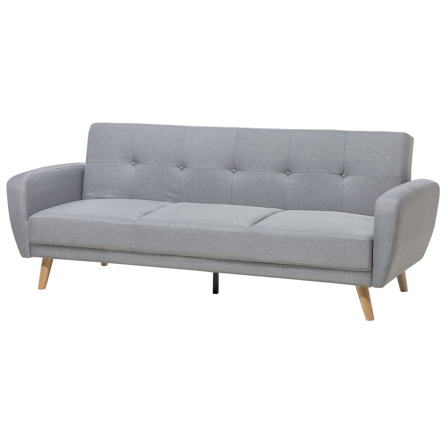 Sofa Bed Grey Fabric Upholstered 3 Seater Convertible Wooden Legs Modern Minimalistic Living Room Beliani