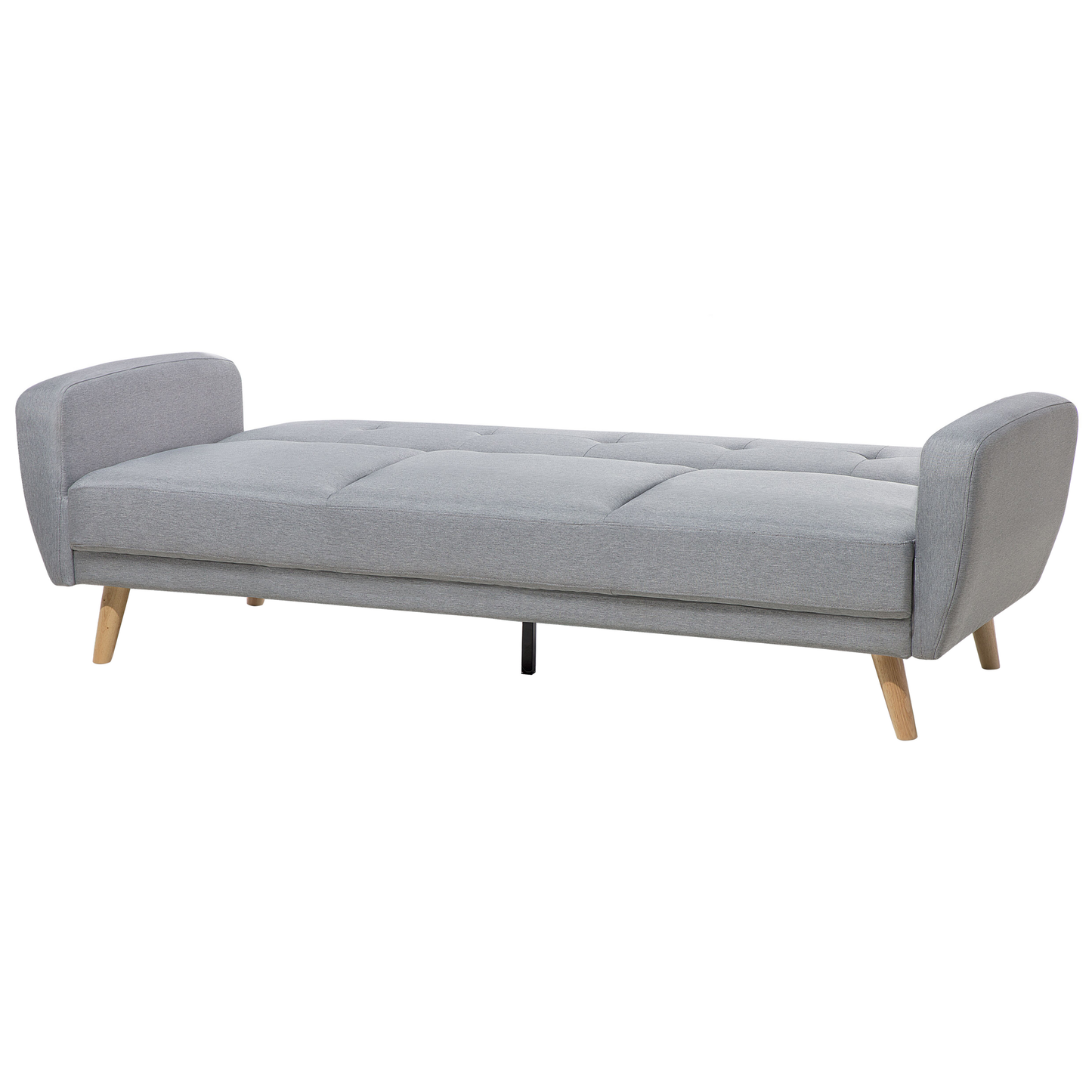 Sofa Bed Grey Fabric Upholstered 3 Seater Convertible Wooden Legs Modern Minimalistic Living Room Beliani