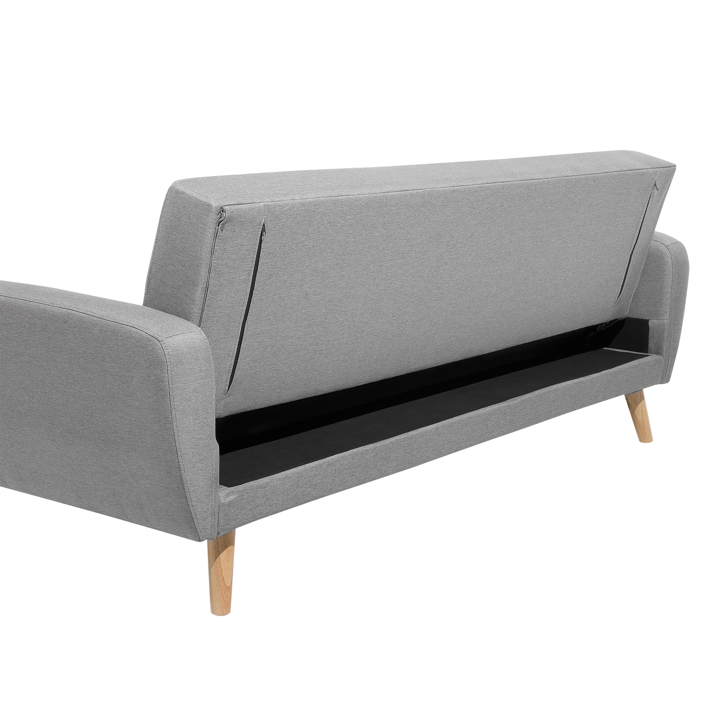 Sofa Bed Grey Fabric Upholstered 3 Seater Convertible Wooden Legs Modern Minimalistic Living Room Beliani