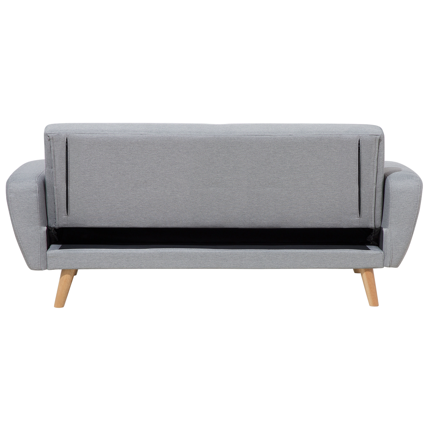 Sofa Bed Grey Fabric Upholstered 3 Seater Convertible Wooden Legs Modern Minimalistic Living Room Beliani