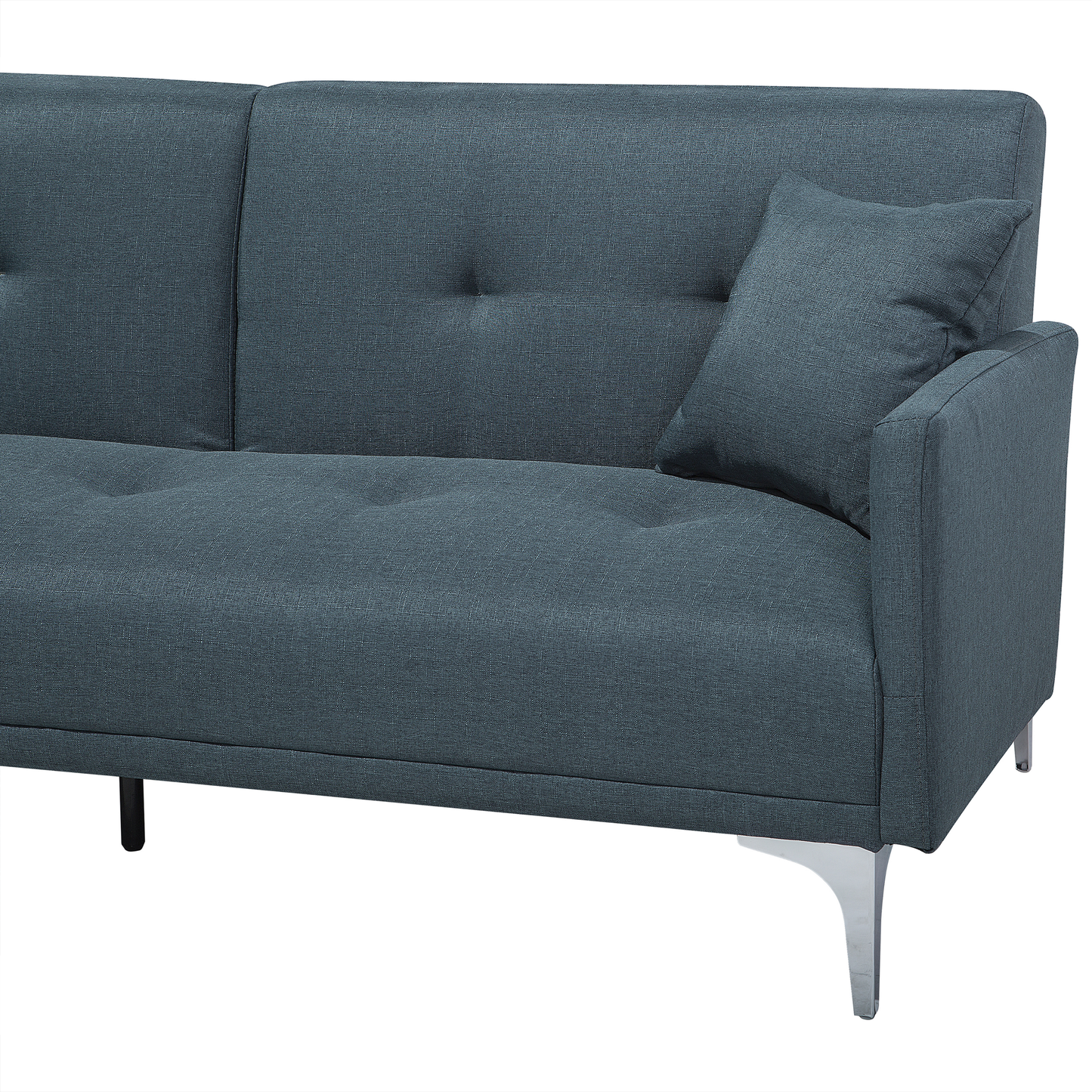 Sofa Bed Dark Blue 3 Seater Buttoned Seat Click Clack Beliani