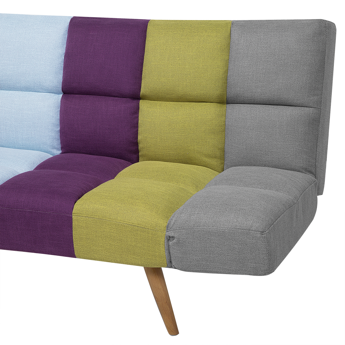 Sofa Bed Multicolour Patchwork Fabric Upholstered 3 Seater Reclining Backrest Square Quilted Beliani