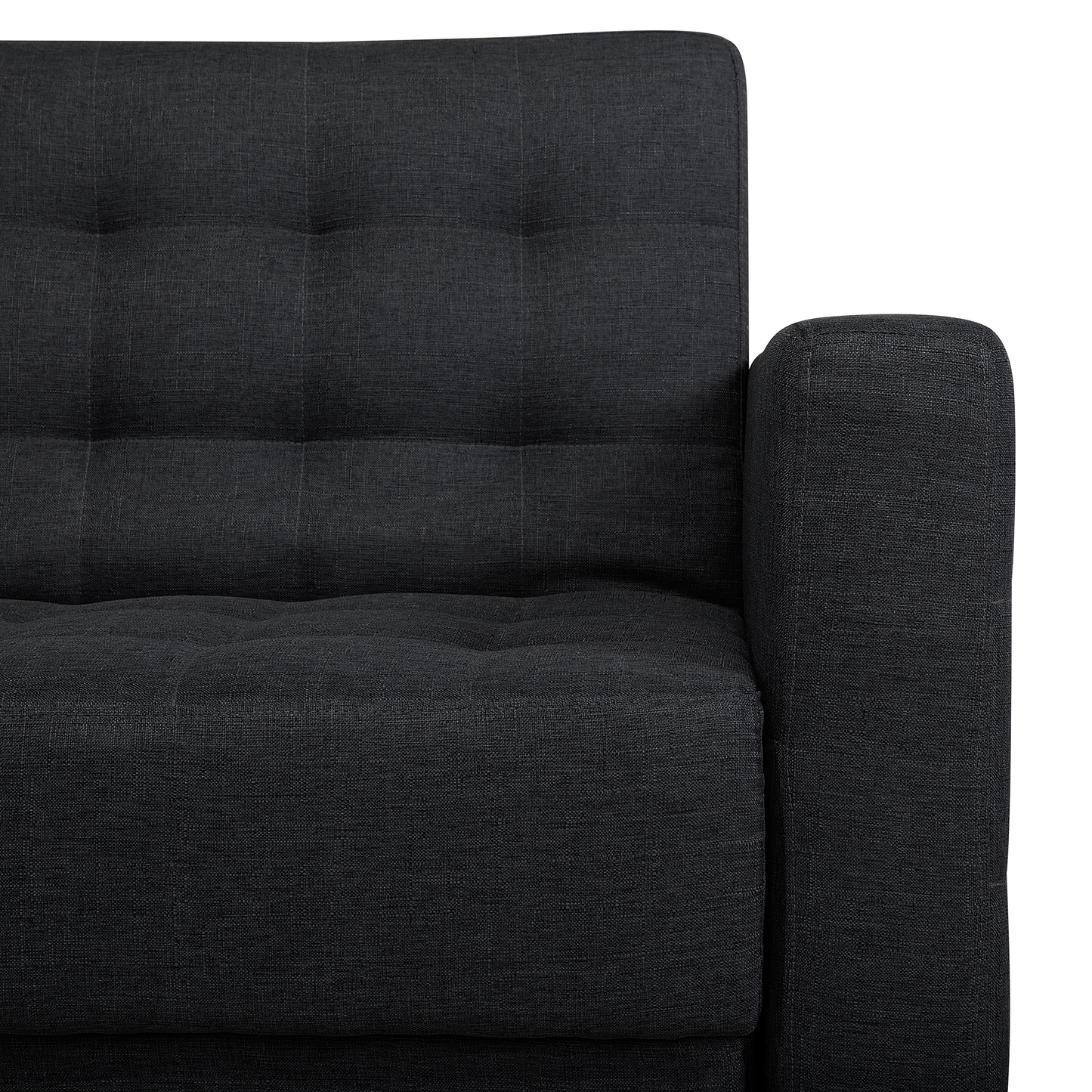 Sofa Bed Graphite Grey Tufted Fabric Modern Living Room Modular 3 Seater Silver Legs Track Arm Beliani