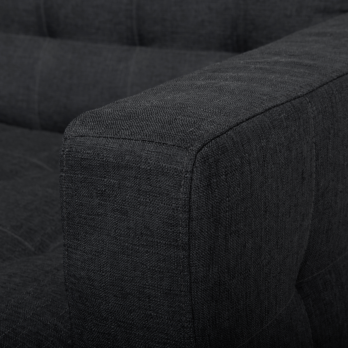 Sofa Bed Graphite Grey Tufted Fabric Modern Living Room Modular 3 Seater Silver Legs Track Arm Beliani