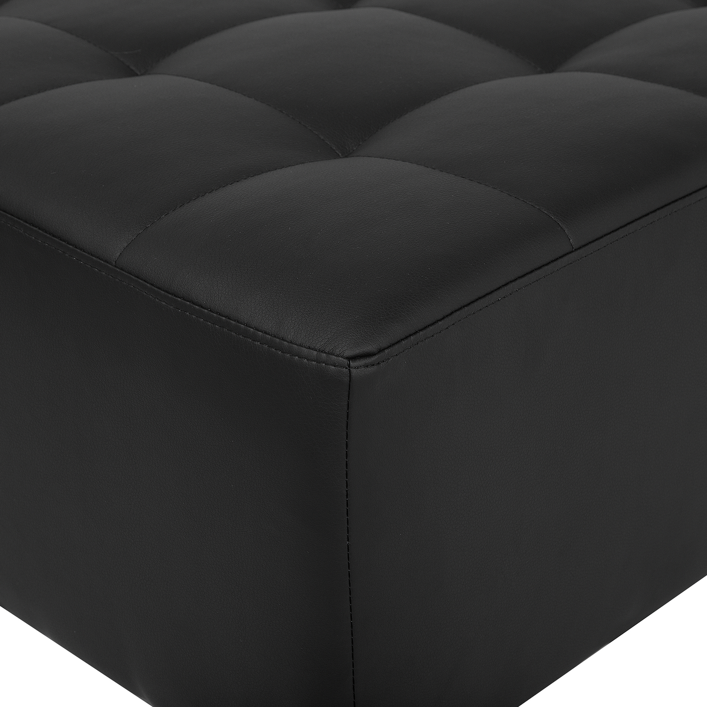 Sofa Bed Black Faux Leather Tufted Modern Living Room Modular 3 Seater Silver Legs Track Arm Beliani