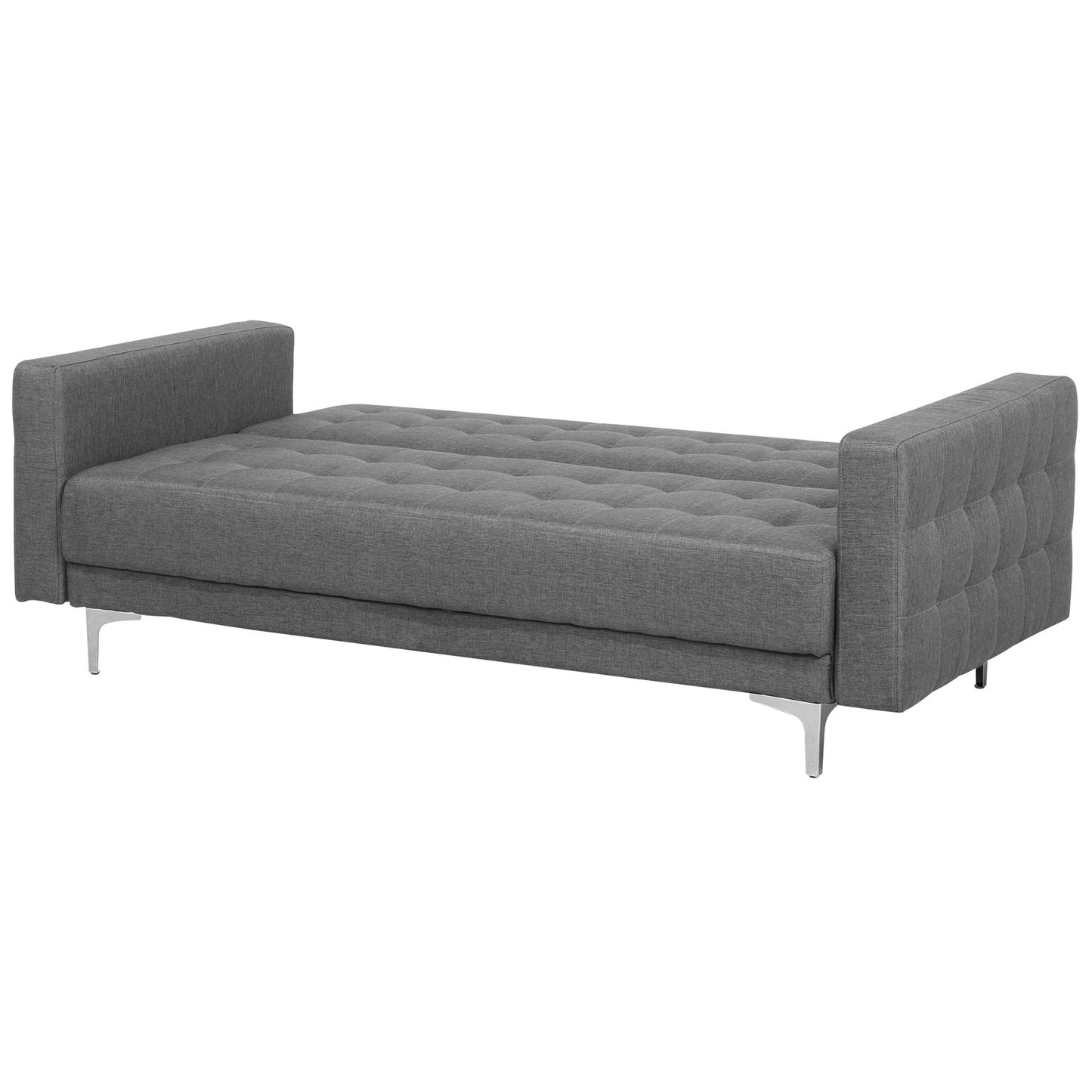 Sofa Bed Grey Tufted Fabric Modern Living Room Modular 3 Seater Silver Legs Track Arm Beliani
