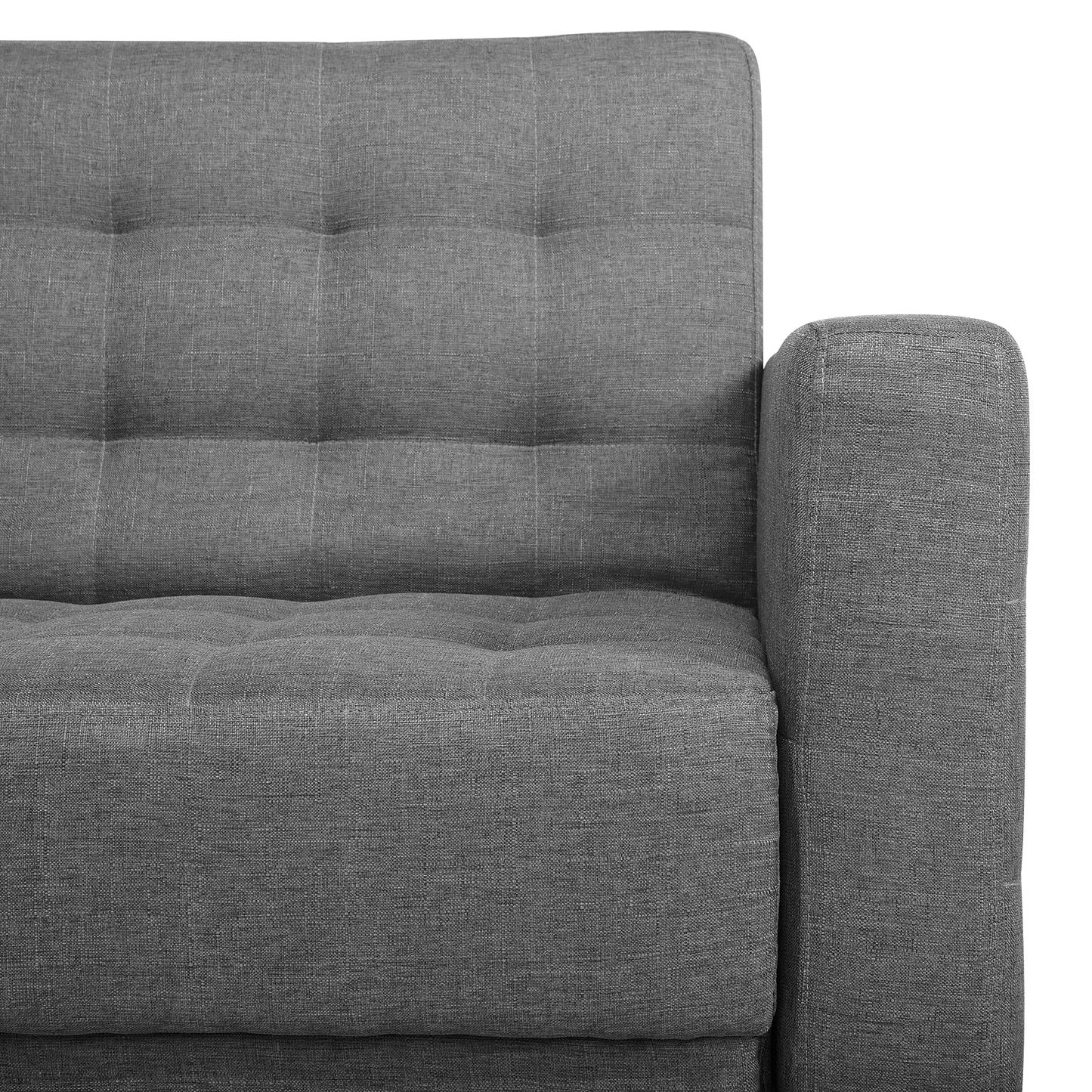 Sofa Bed Grey Tufted Fabric Modern Living Room Modular 3 Seater Silver Legs Track Arm Beliani