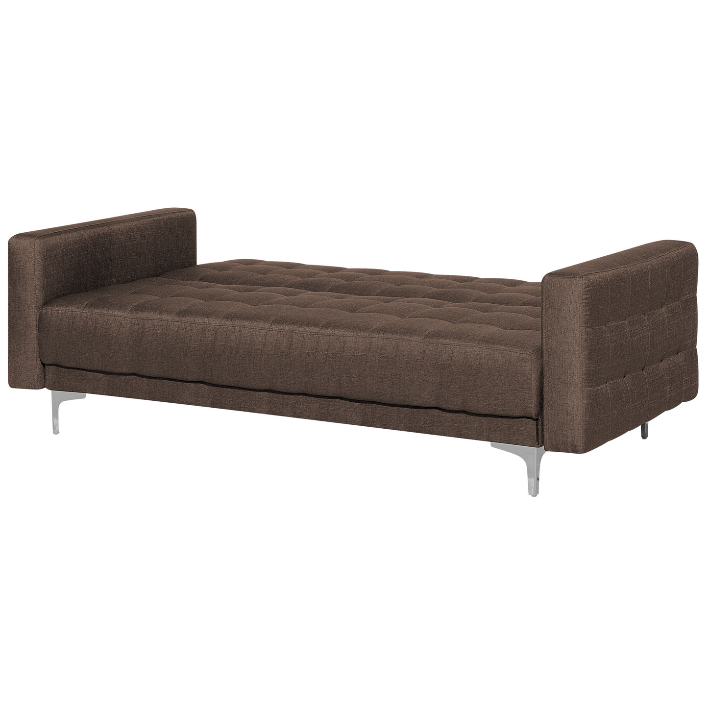 Sofa Bed Dark Brown Tufted Fabric Modern Living Room Modular 3 Seater Silver Legs Track Arm Beliani