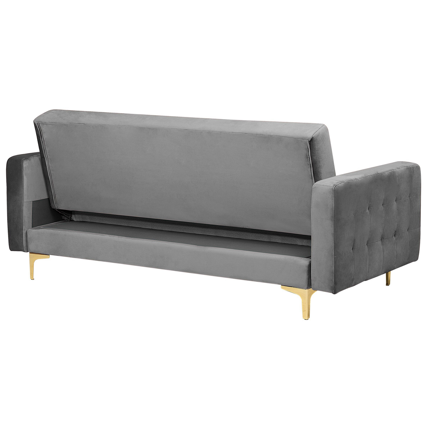 Sofa Bed Grey Velvet Tufted Fabric Modern Living Room Modular 6 Seater Gold Legs Beliani