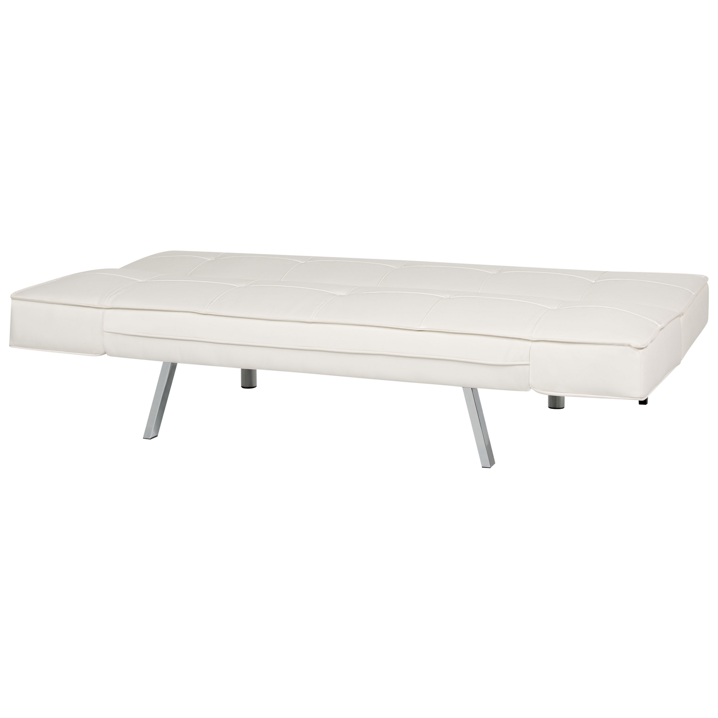 3 Seater Sofa Bed White Faux Leather Armless Modern Beliani