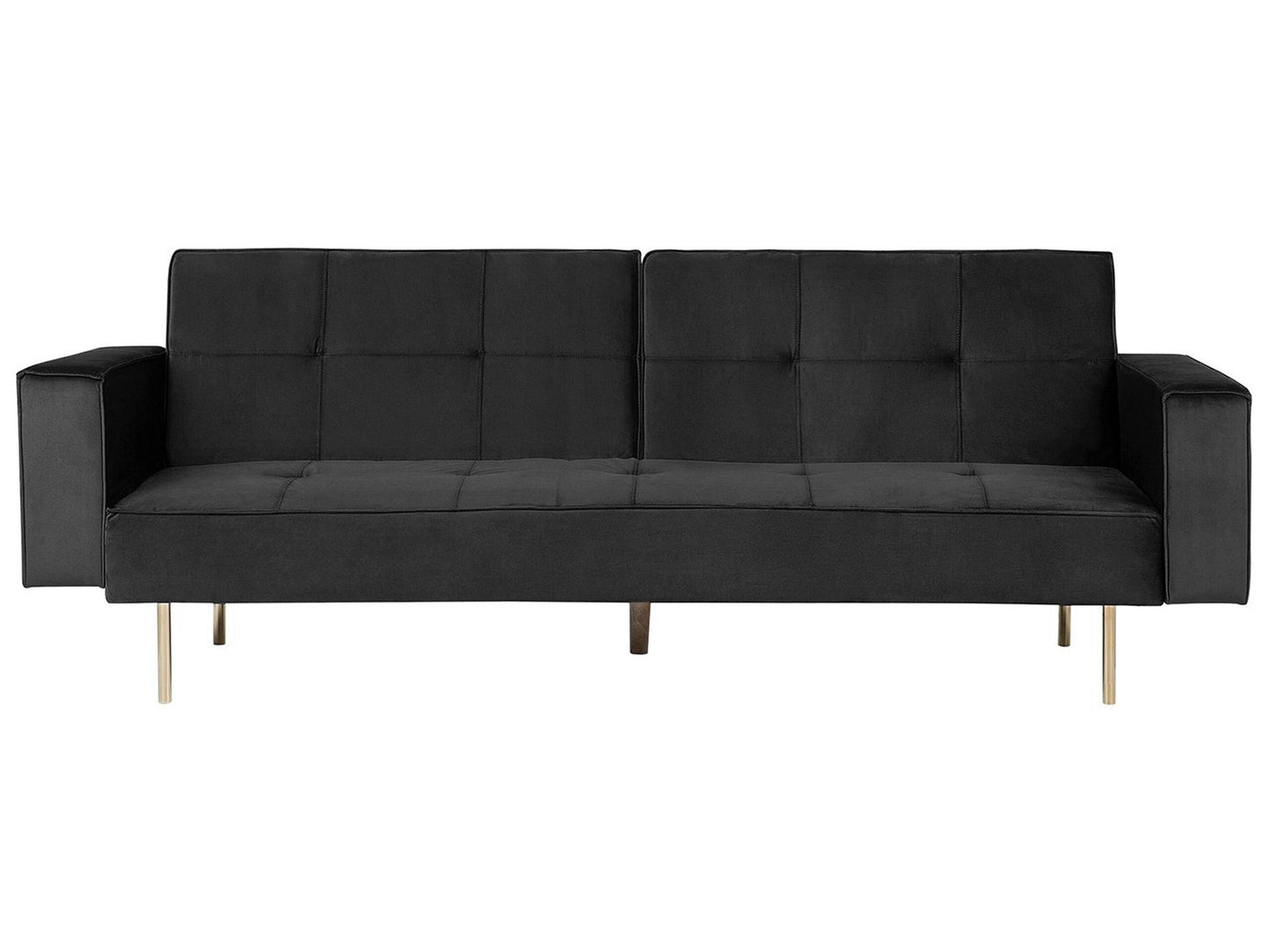 Sofa Bed Black Velvet 3 Seater Modern Track Arms Beliani