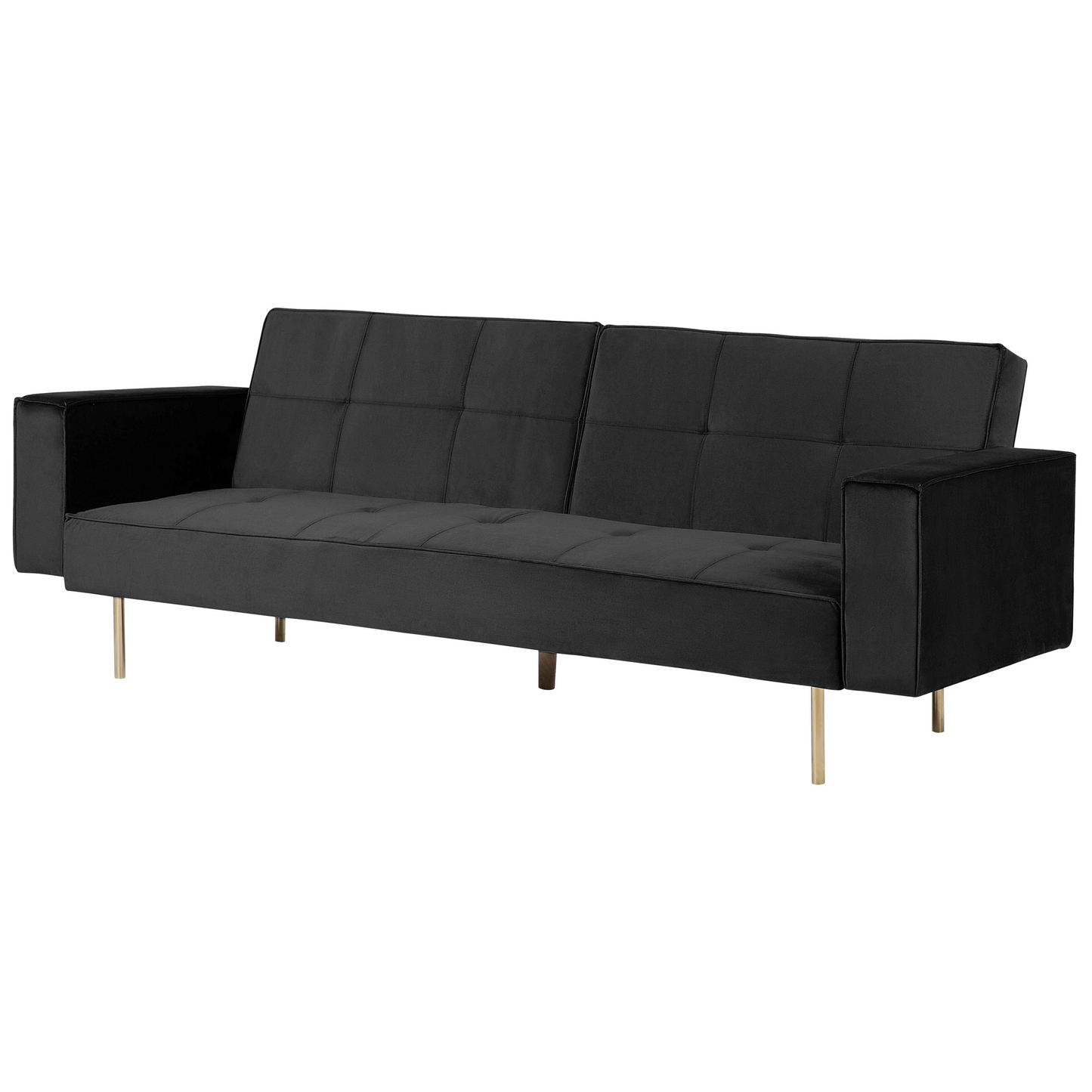 Sofa Bed Black Velvet 3 Seater Modern Track Arms Beliani