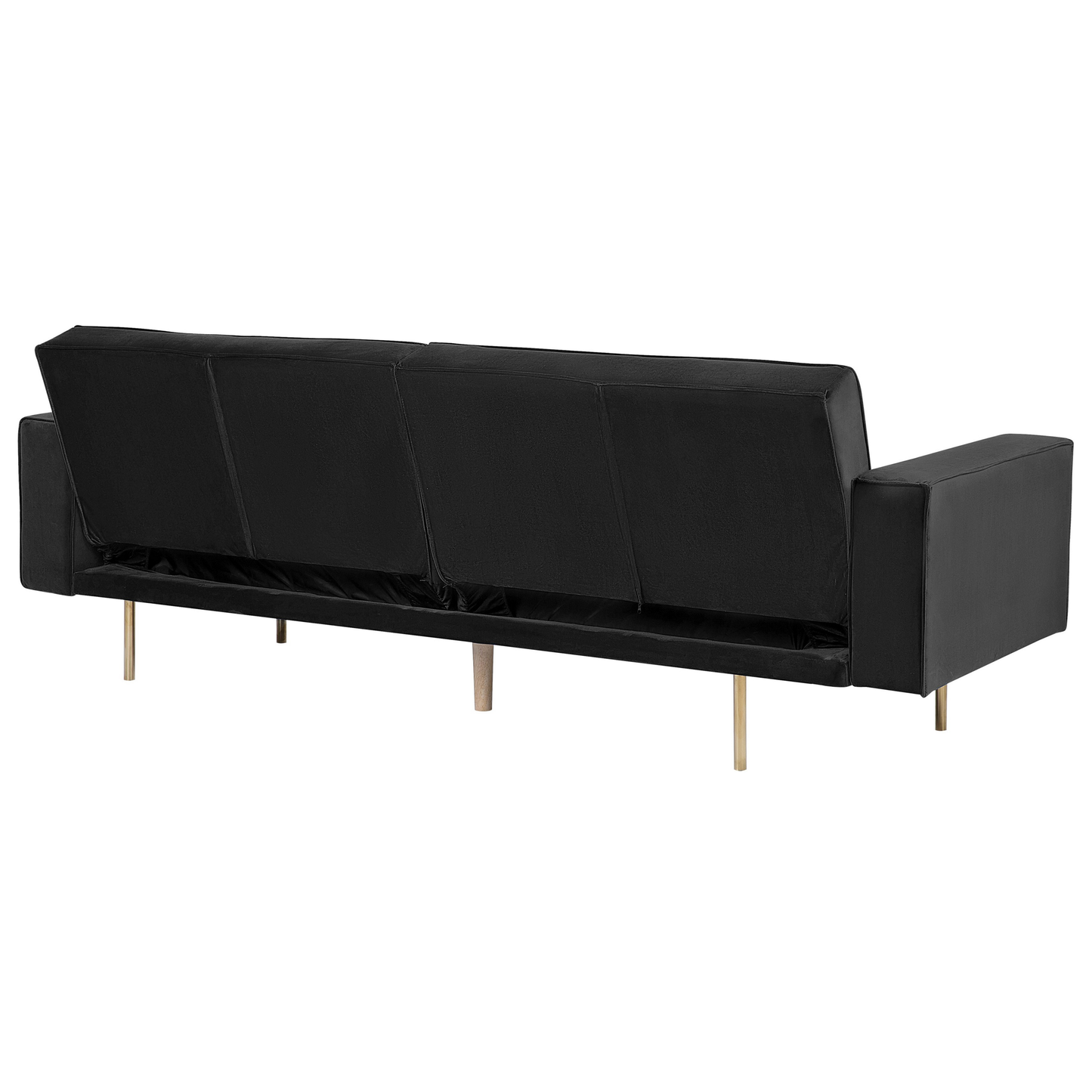 Sofa Bed Black Velvet 3 Seater Modern Track Arms Beliani