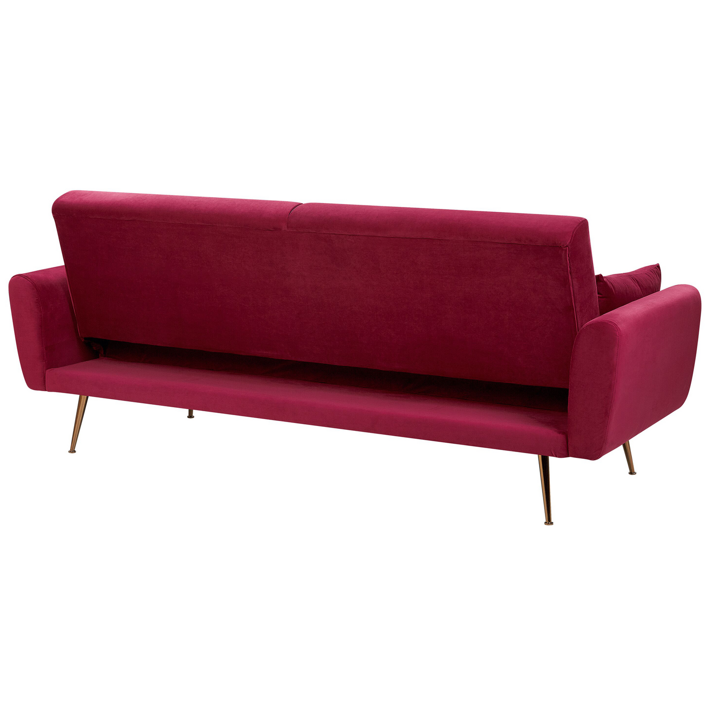 Sofa Bed Dark Red Velvet 3 Seater Metal Legs Additional Cushions Retro Beliani