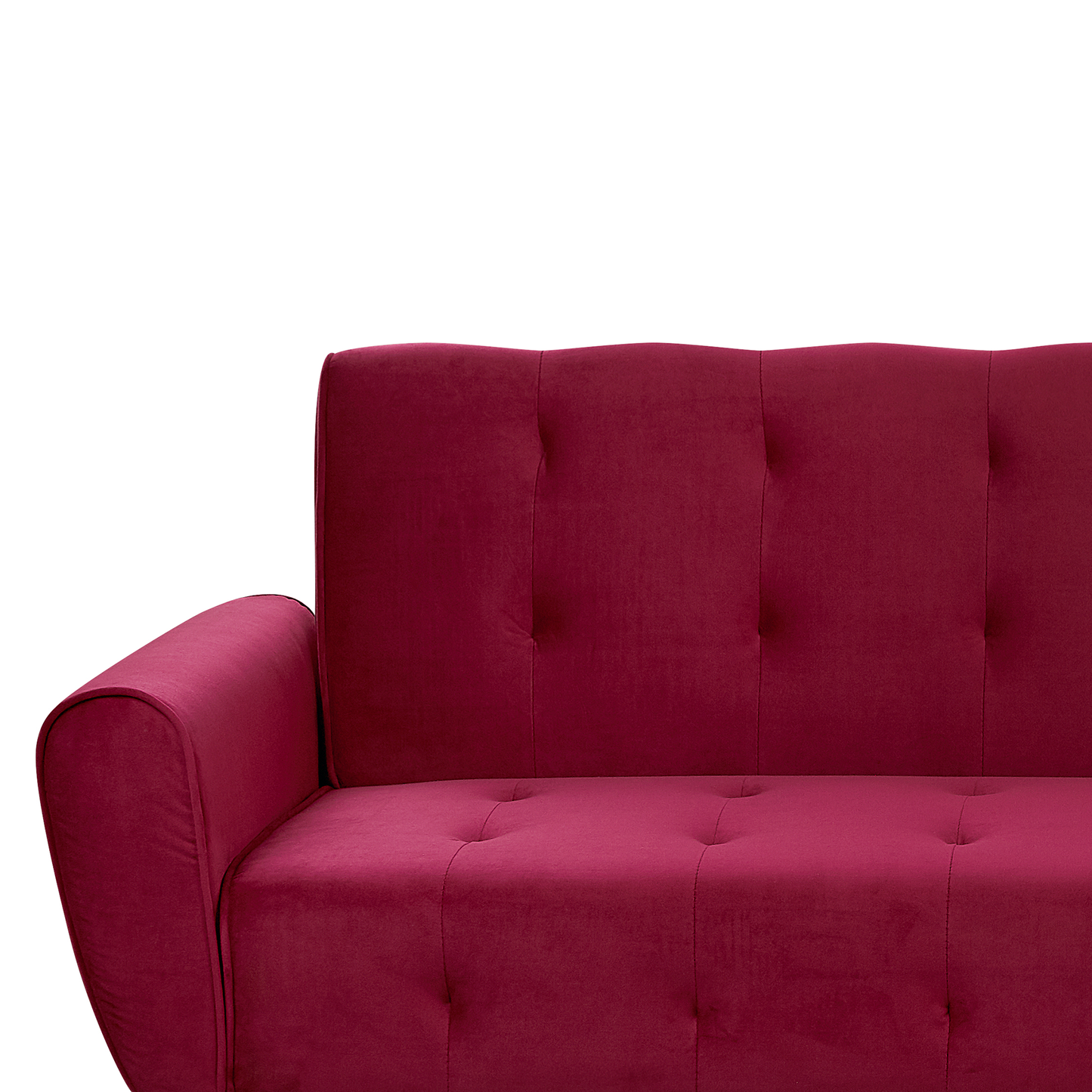 Sofa Bed Dark Red Velvet 3 Seater Metal Legs Upholstered Back Tufted Modern Beliani