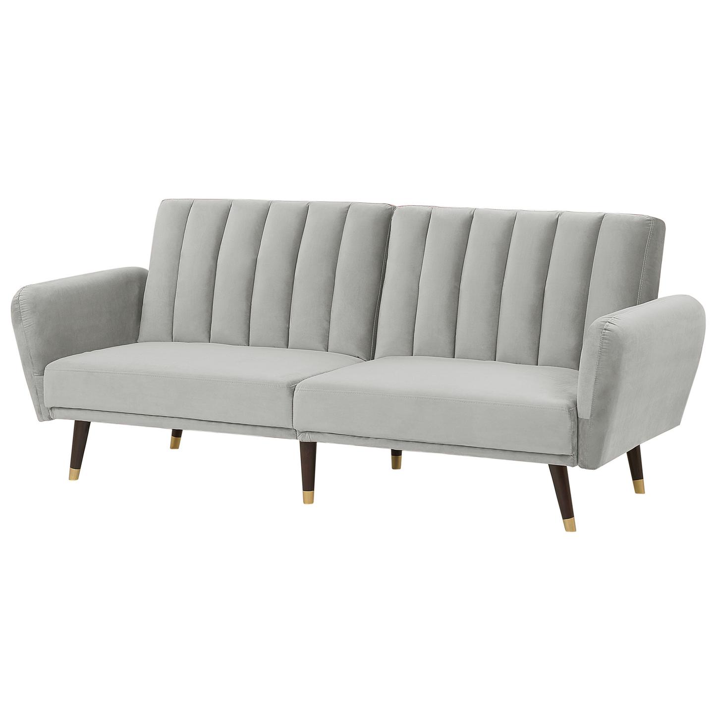 Sofa Bed Light Grey Sleeper Convertible Velvet Upholstery Elegant Glam Modern Living Room Bedroom Beliani